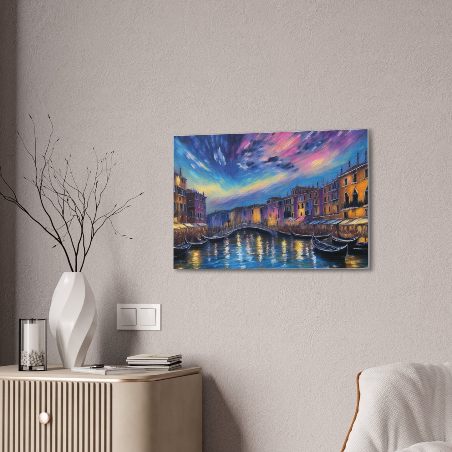 Canvas Wall Art, Serene Venice Scene, Home Decor, Art Gift for Her, Office Wall Decoration, Colorful Landscape Print