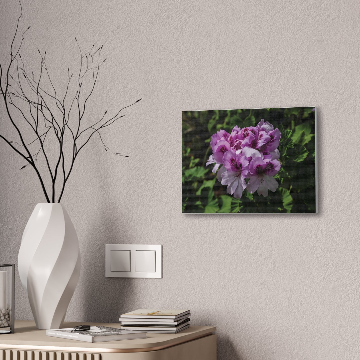 Pink Geranium Floral Canvas Print — Stretched Wall Art