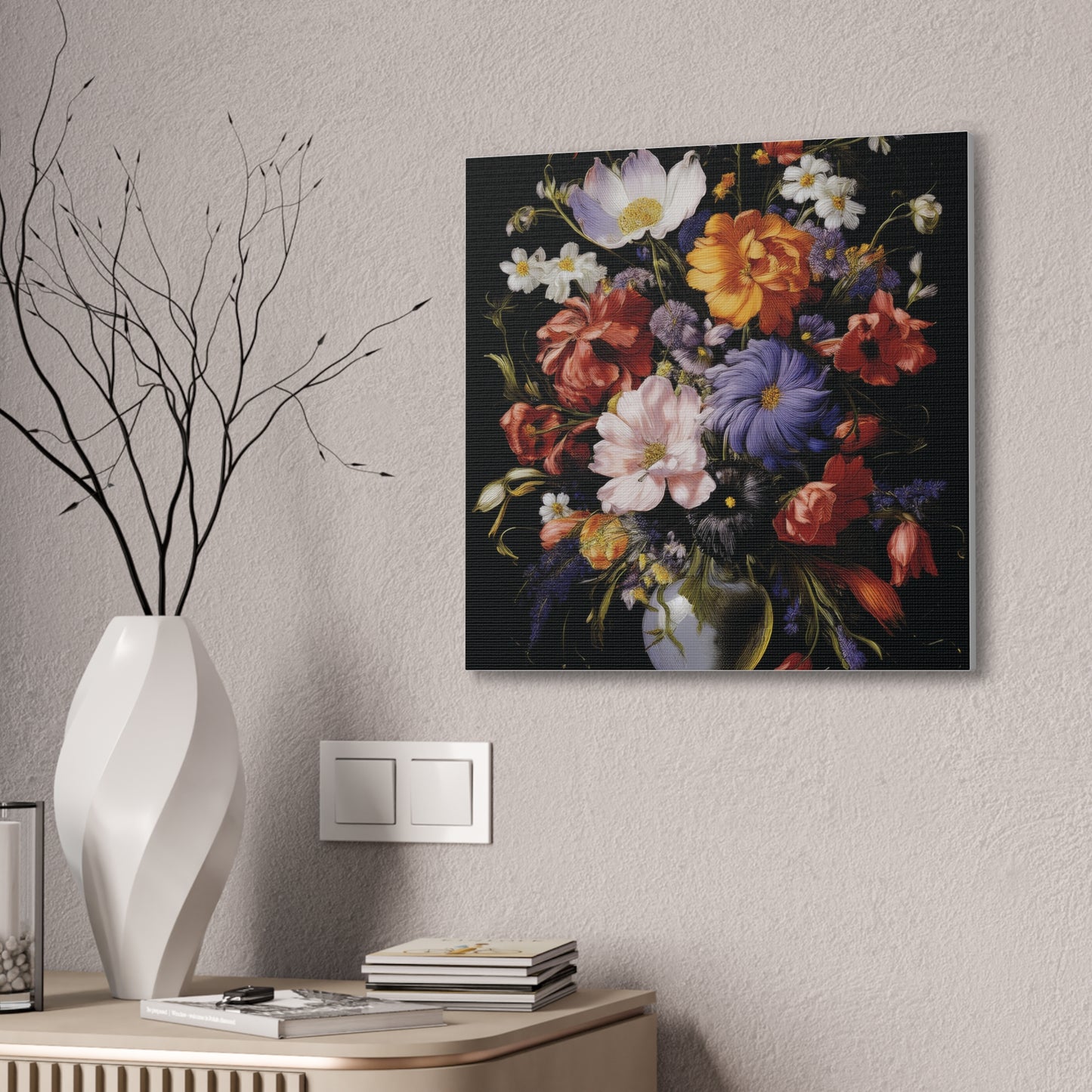 Floral Canvas Art Print, Wall Decor for Home, Vibrant Flower Artwork, Gift for Garden Lovers, Colorful Floral Wall Art, Spring Decoration