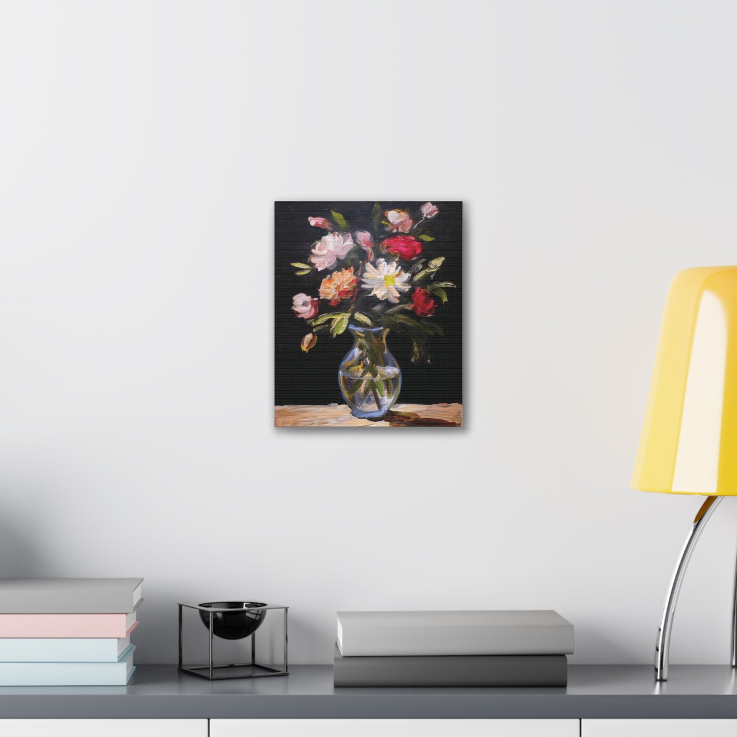 Floral Canvas Wall Art, Elegant Home Decor, Vintage Style Painting, Gift for Her, Living Room Decoration, Anniversary Gift