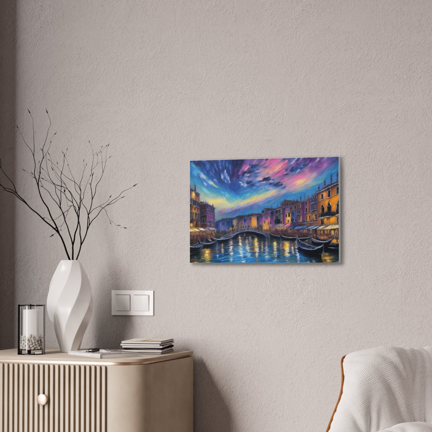 Canvas Wall Art, Serene Venice Scene, Home Decor, Art Gift for Her, Office Wall Decoration, Colorful Landscape Print