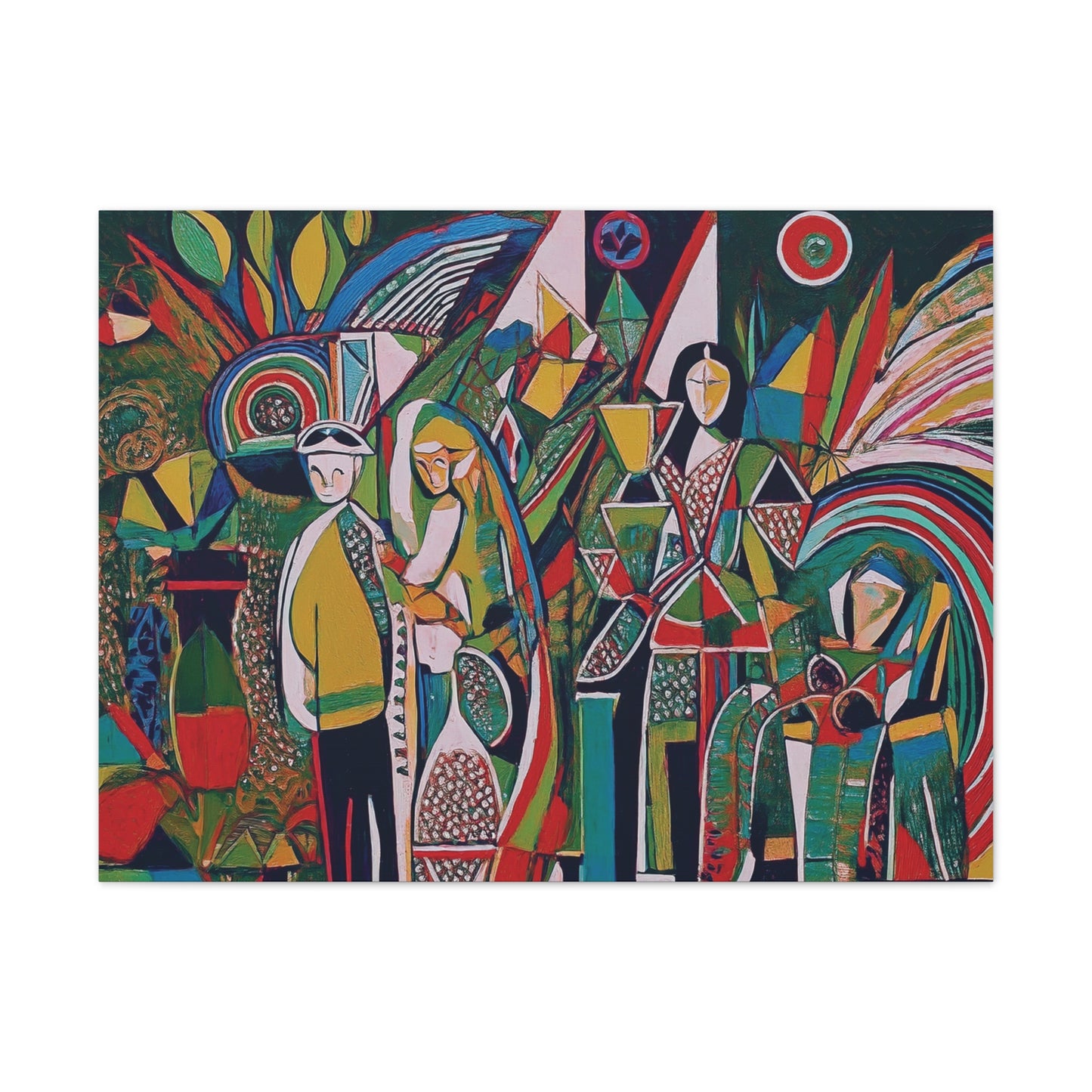 Canvas Print - Colorful Abstract Couple and Lady Standing Away