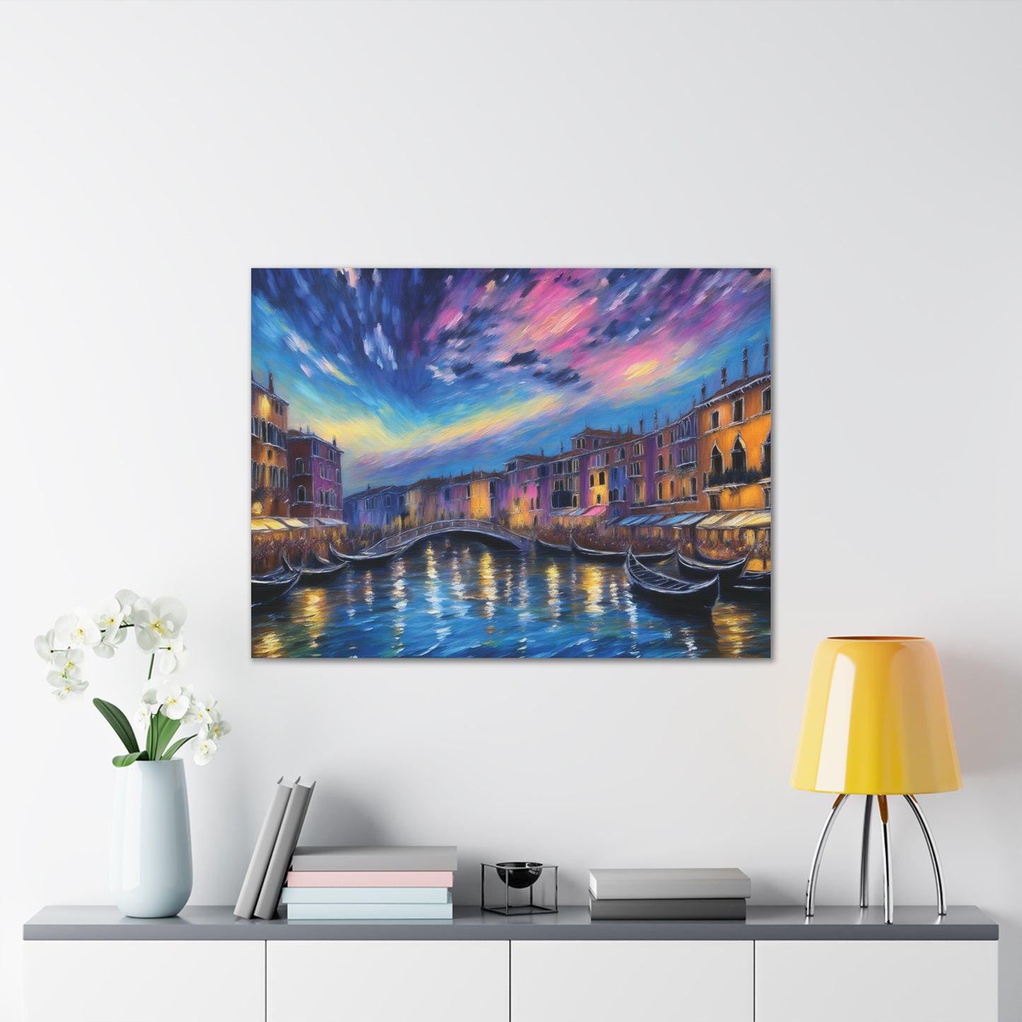 Canvas Wall Art, Serene Venice Scene, Home Decor, Art Gift for Her, Office Wall Decoration, Colorful Landscape Print