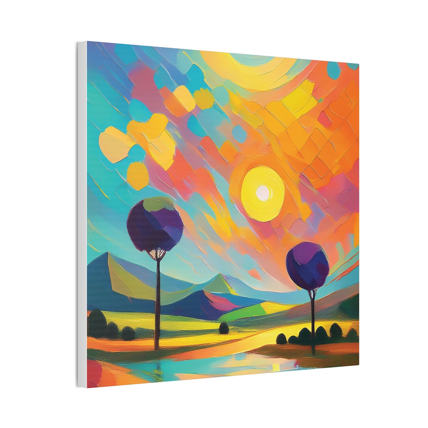 Vibrant Canvas Art Print, Colorful Wall Decor, Abstract Landscape Artwork, Home Decor, Gift for Art Lovers