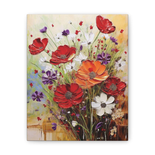 Floral Canvas Art Print, Colorful Flower Wall Decor, Home Decor, Gift for Her, Botanical Wall Art, Mothers Day Decoration