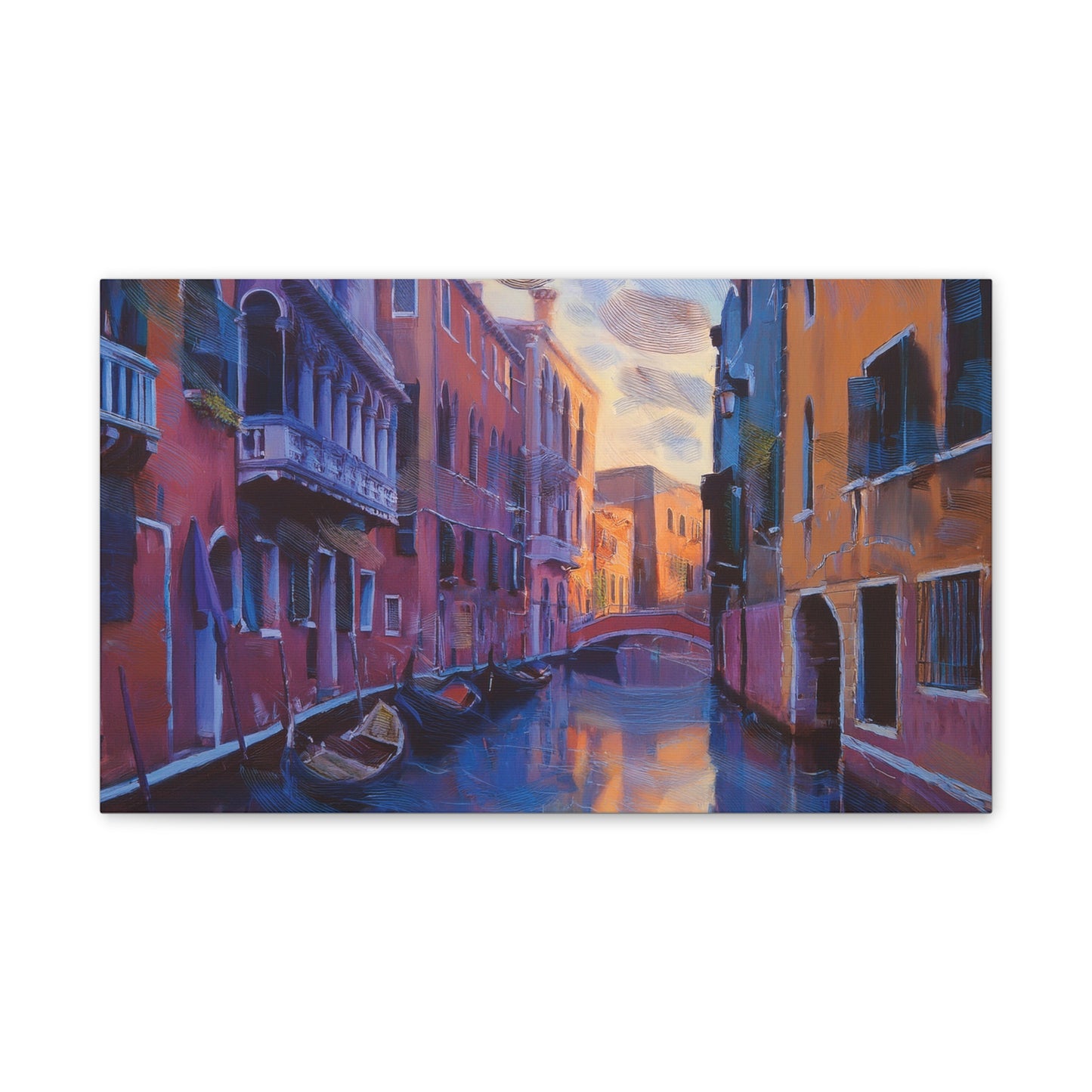 Vibrant Canvas Wall Art, Stretched Art Print, Home Decor, Venetian Landscape, Colorful Artwork, Gift for Art Lovers
