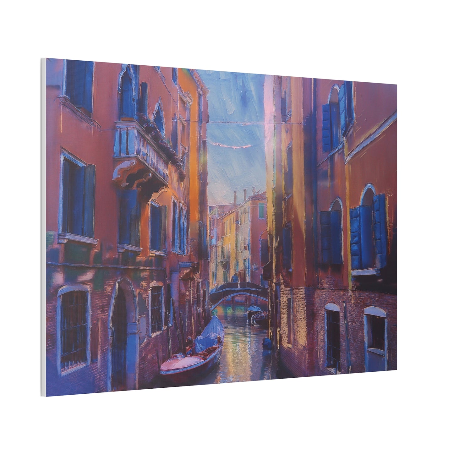 Venetian Canal Art Print, Canvas Wall Decor, Home Gallery Art, Gift for Art Lovers, Living Room Wall Art, Colorful Italian Landscape