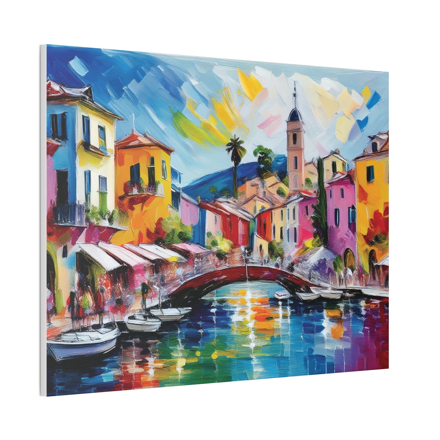 Vibrant Canvas Art, Colorful Wall Decor, Modern Artwork for Home, Italian Landscape Painting, Gift for Art Lovers