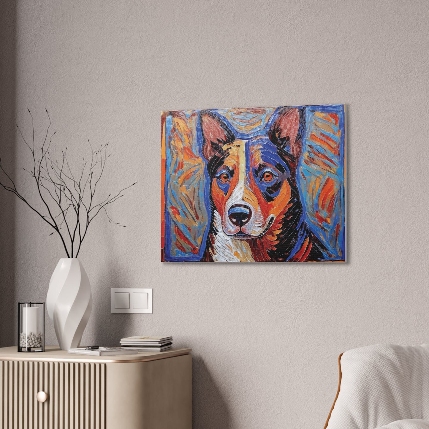 Vibrant Dog Canvas Print, Pet Lover Gift, Colorful Wall Art, Home Decor for Dog Owners, Animal Lover Decor, Unique Gift Idea