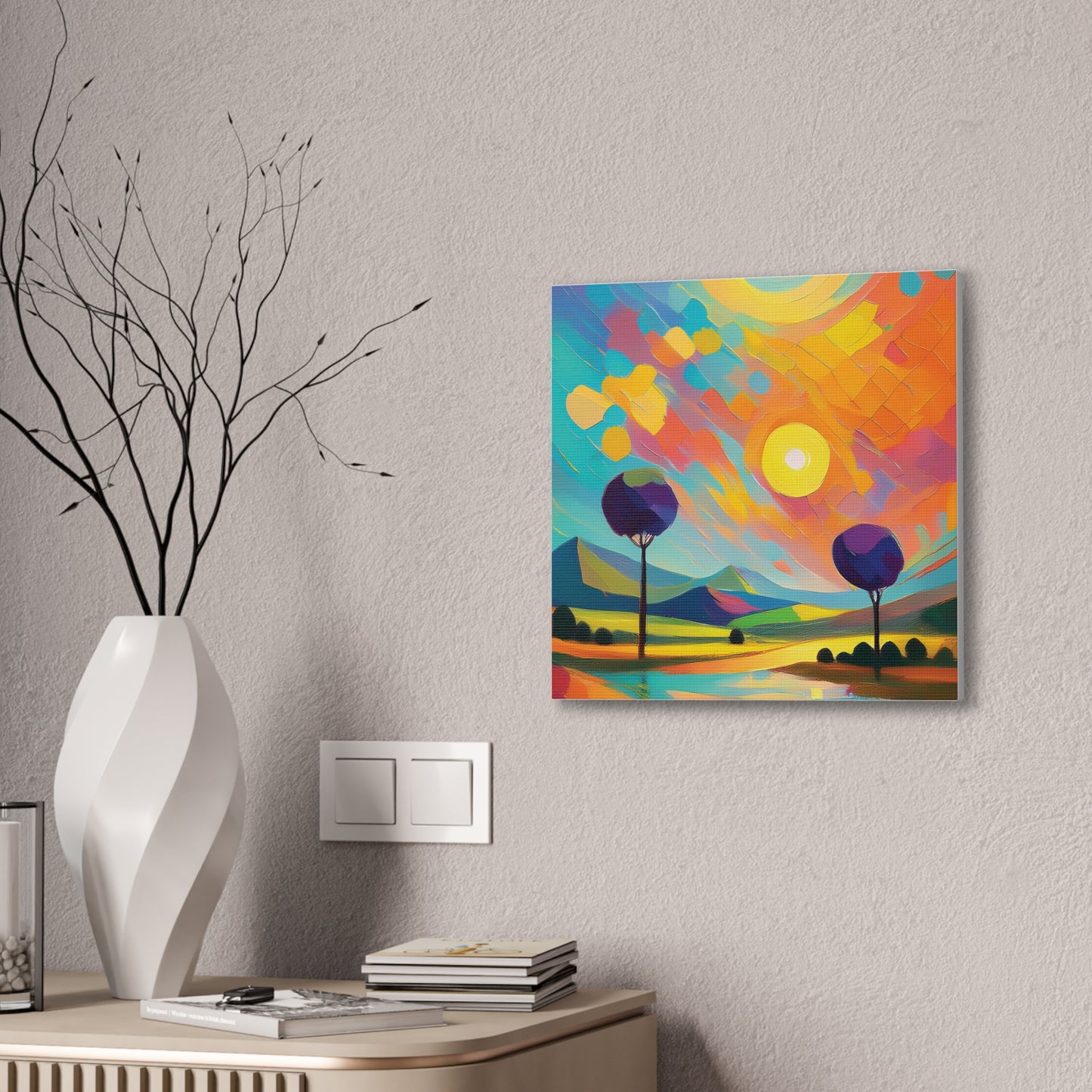 Vibrant Canvas Art Print, Colorful Wall Decor, Abstract Landscape Artwork, Home Decor, Gift for Art Lovers