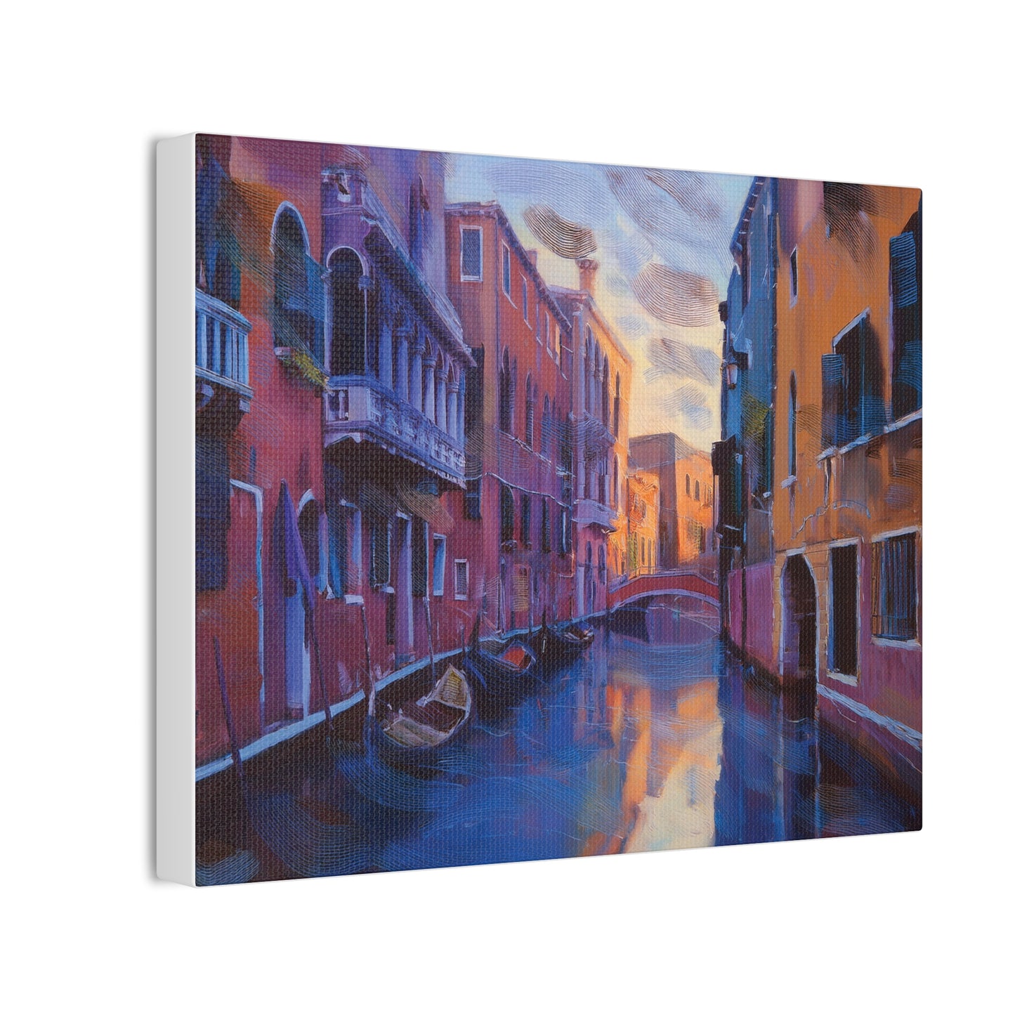 Vibrant Canvas Wall Art, Stretched Art Print, Home Decor, Venetian Landscape, Colorful Artwork, Gift for Art Lovers