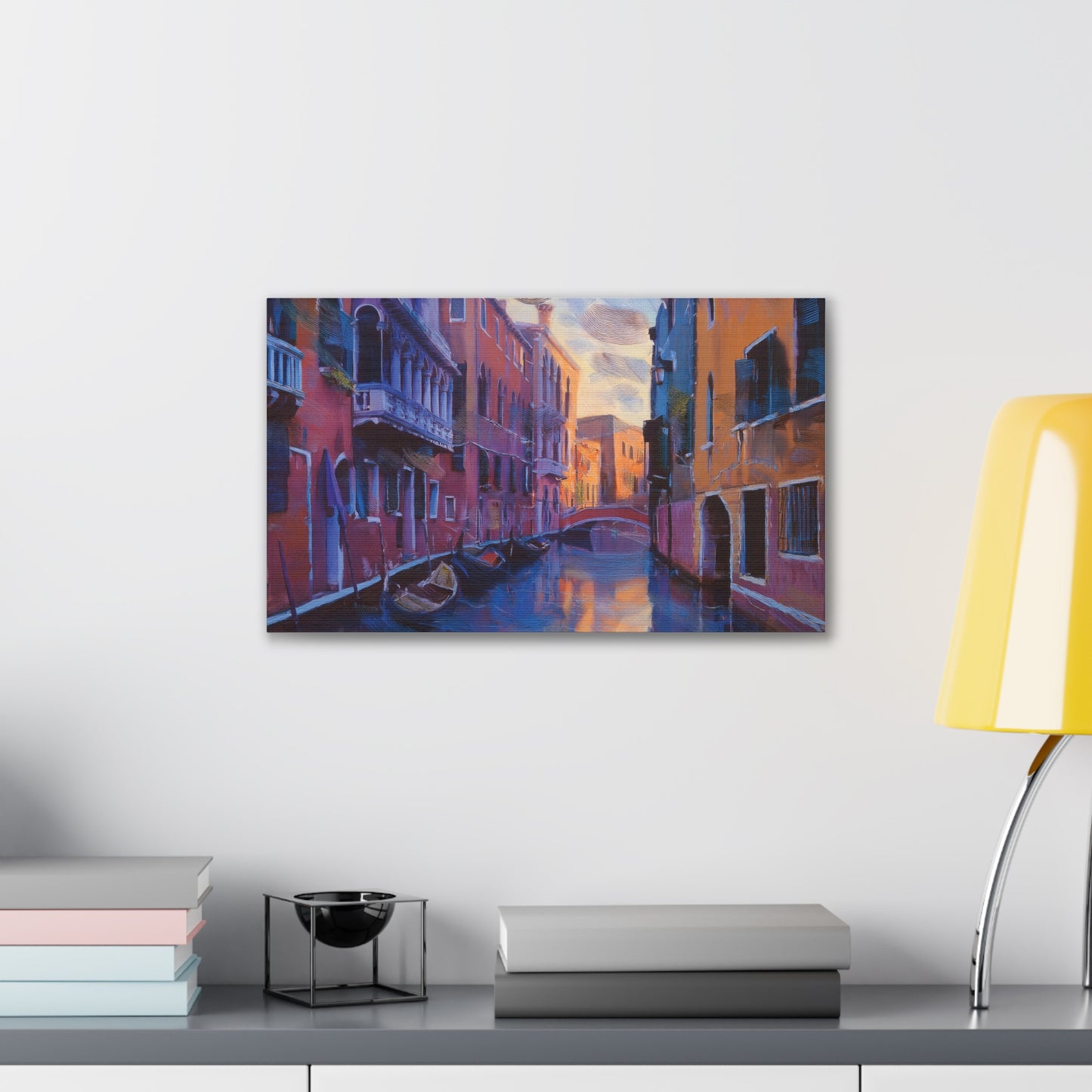Vibrant Canvas Wall Art, Stretched Art Print, Home Decor, Venetian Landscape, Colorful Artwork, Gift for Art Lovers
