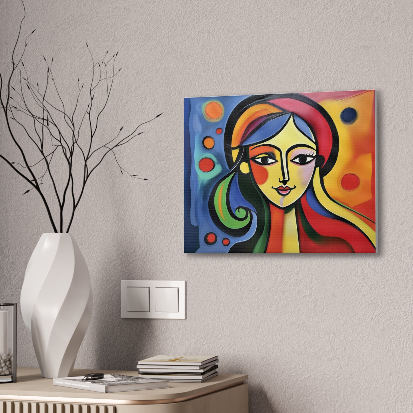 Vibrant Canvas Wall Art, Colorful Abstract Portrait, Modern Home Decor, Unique Gift for Art Lovers, Gallery Wall