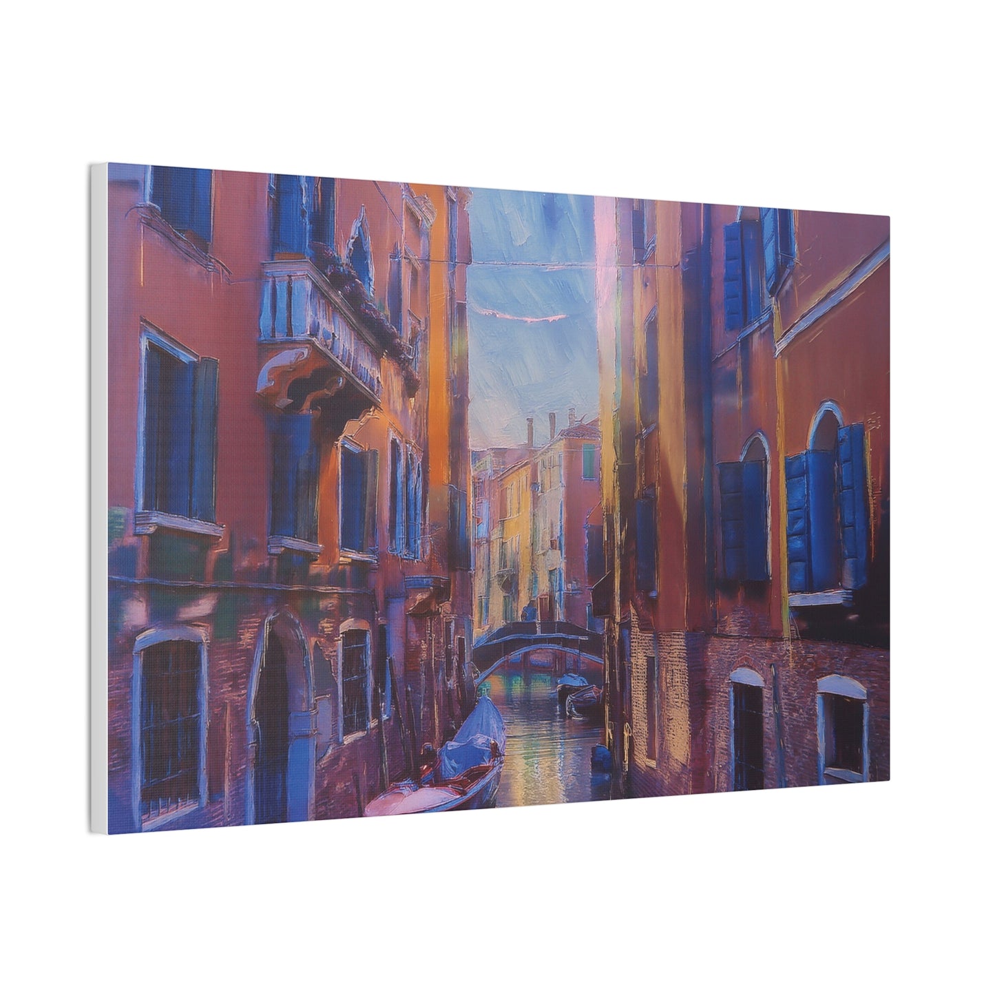 Venetian Canal Art Print, Canvas Wall Decor, Home Gallery Art, Gift for Art Lovers, Living Room Wall Art, Colorful Italian Landscape