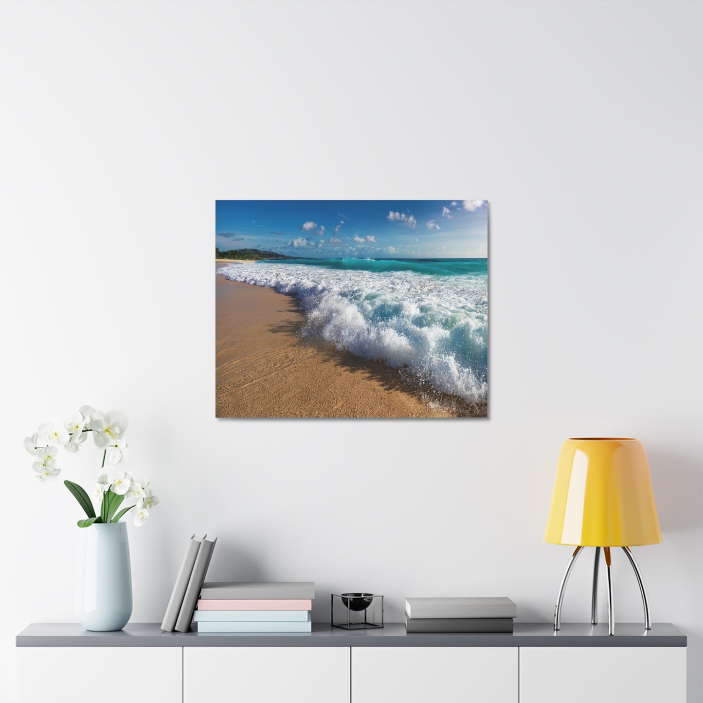 Stretched Canvas Wall Art - Whispers of the Tide – Ocean Foam at Sunrise