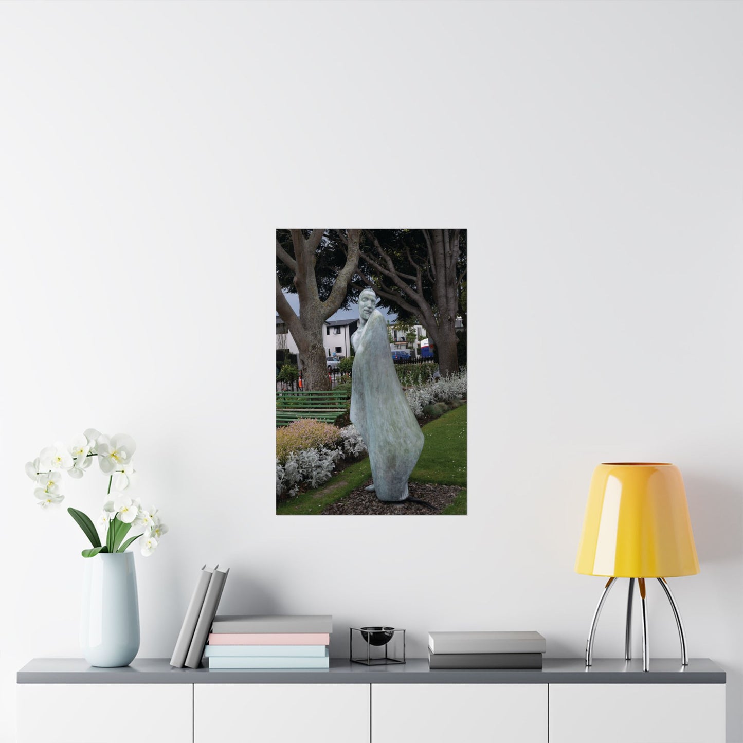 Elegant Satin Posters for Home Decor, “Grace in Stone: The Risen Christ of Christchurch”