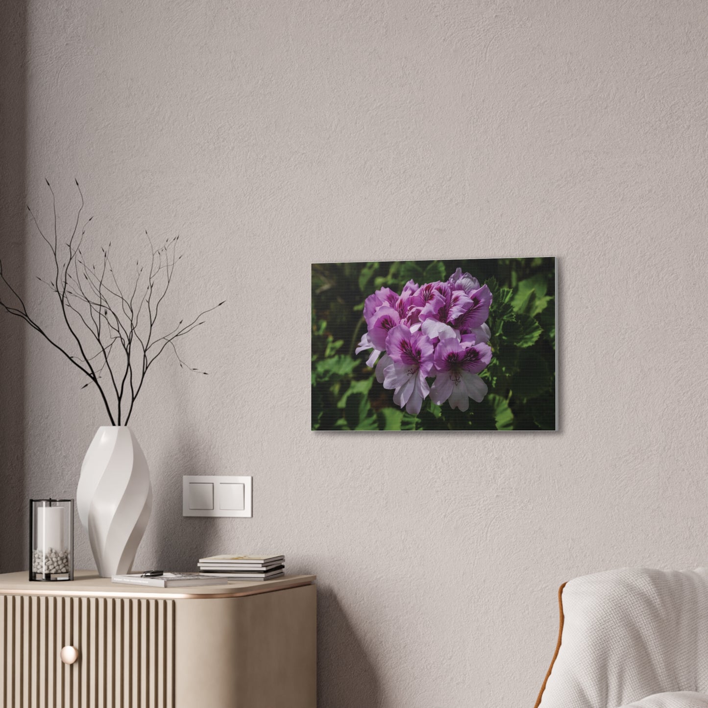 Pink Geranium Floral Canvas Print — Stretched Wall Art