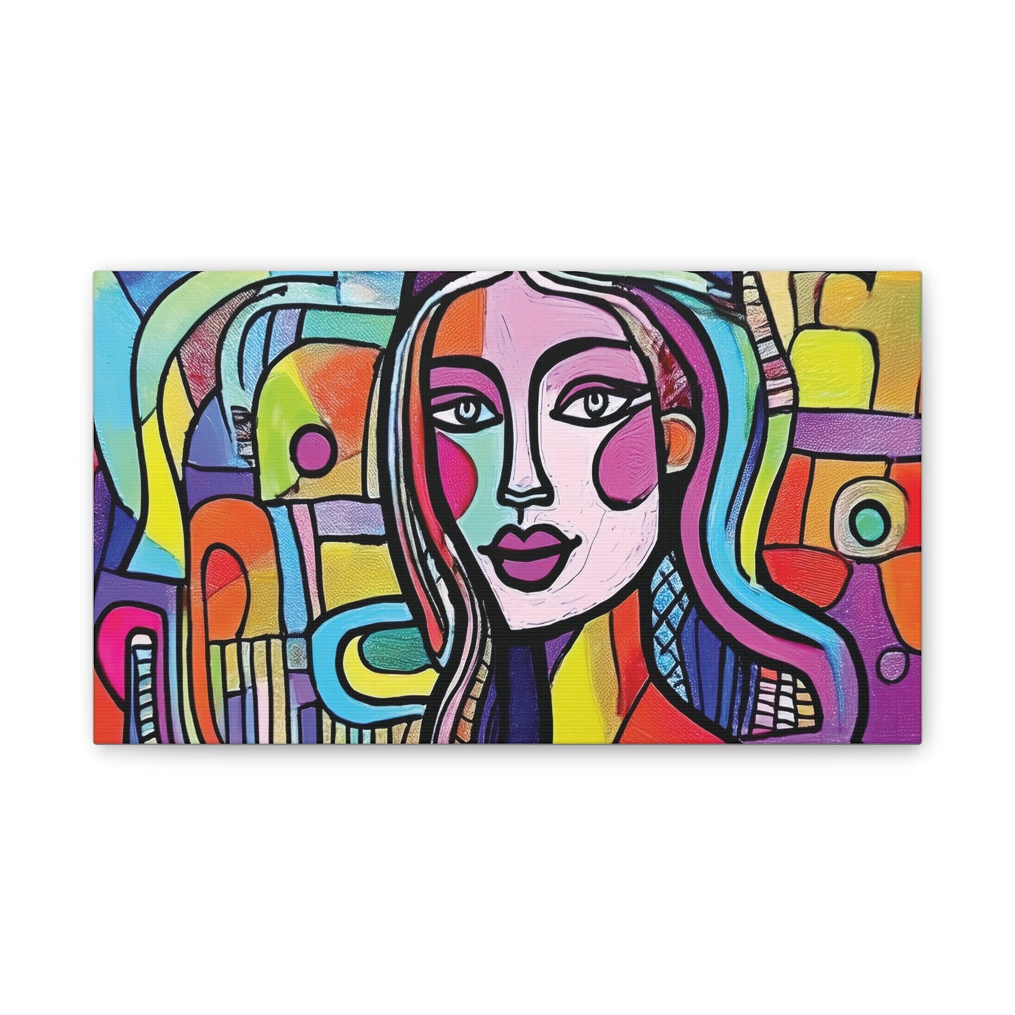 Colorful Canvas Art Print, Abstract Portrait Decor, Wall Art for Home, Colorful Wall Hanging, Gift for Art Lovers
