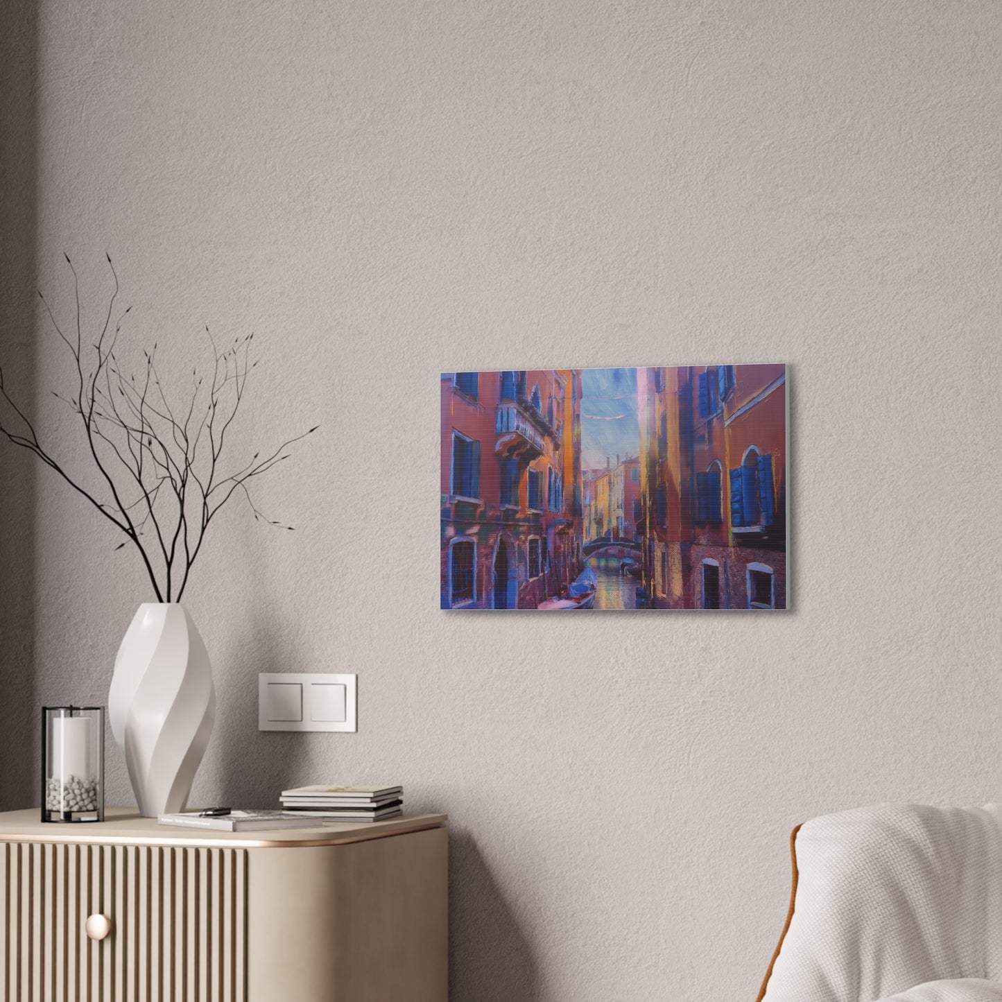 Venetian Canal Art Print, Canvas Wall Decor, Home Gallery Art, Gift for Art Lovers, Living Room Wall Art, Colorful Italian Landscape