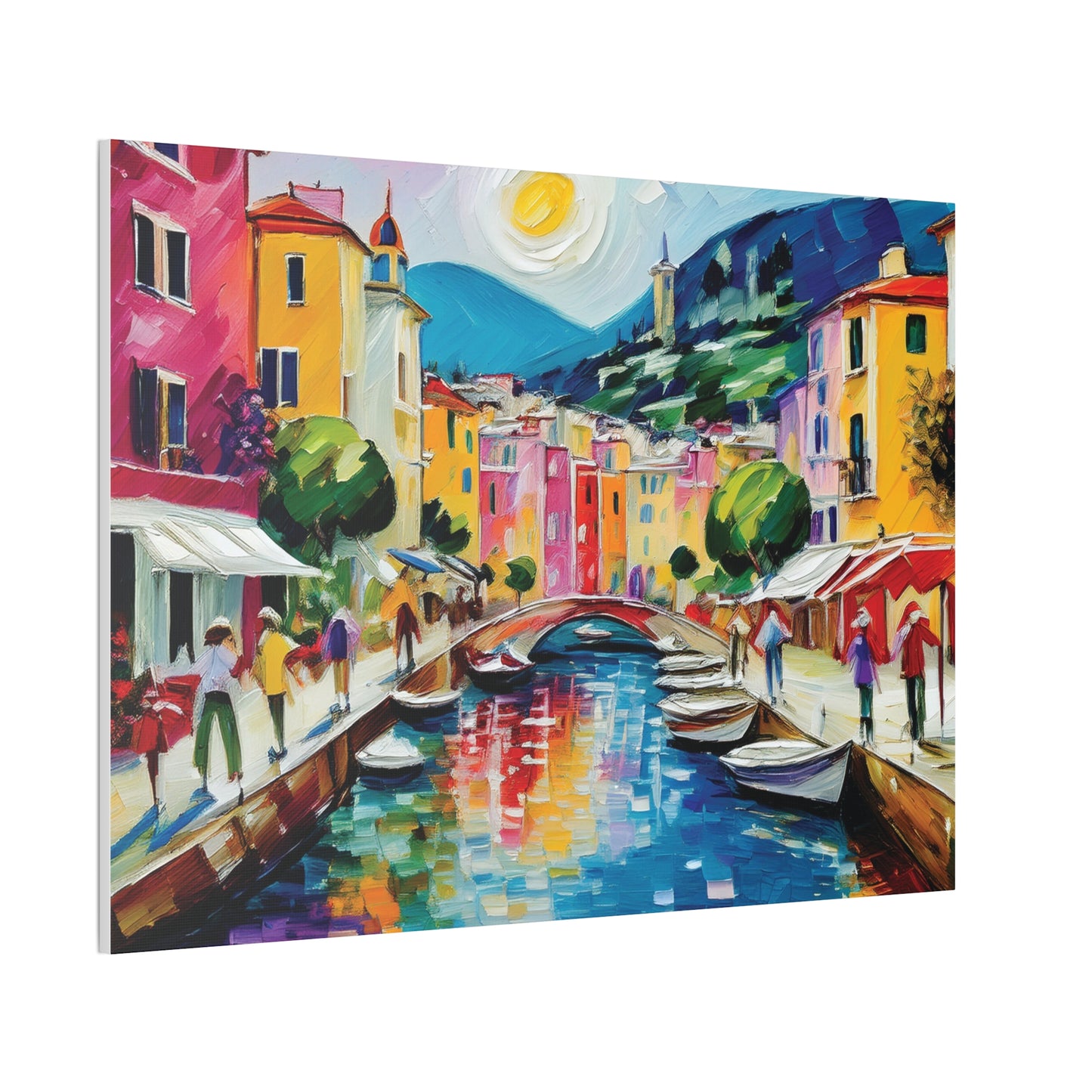 Vibrant Canvas Art Print, Colorful Wall Decor, Living Room Artwork, Mediterranean Scene, Gallery Wall Collection