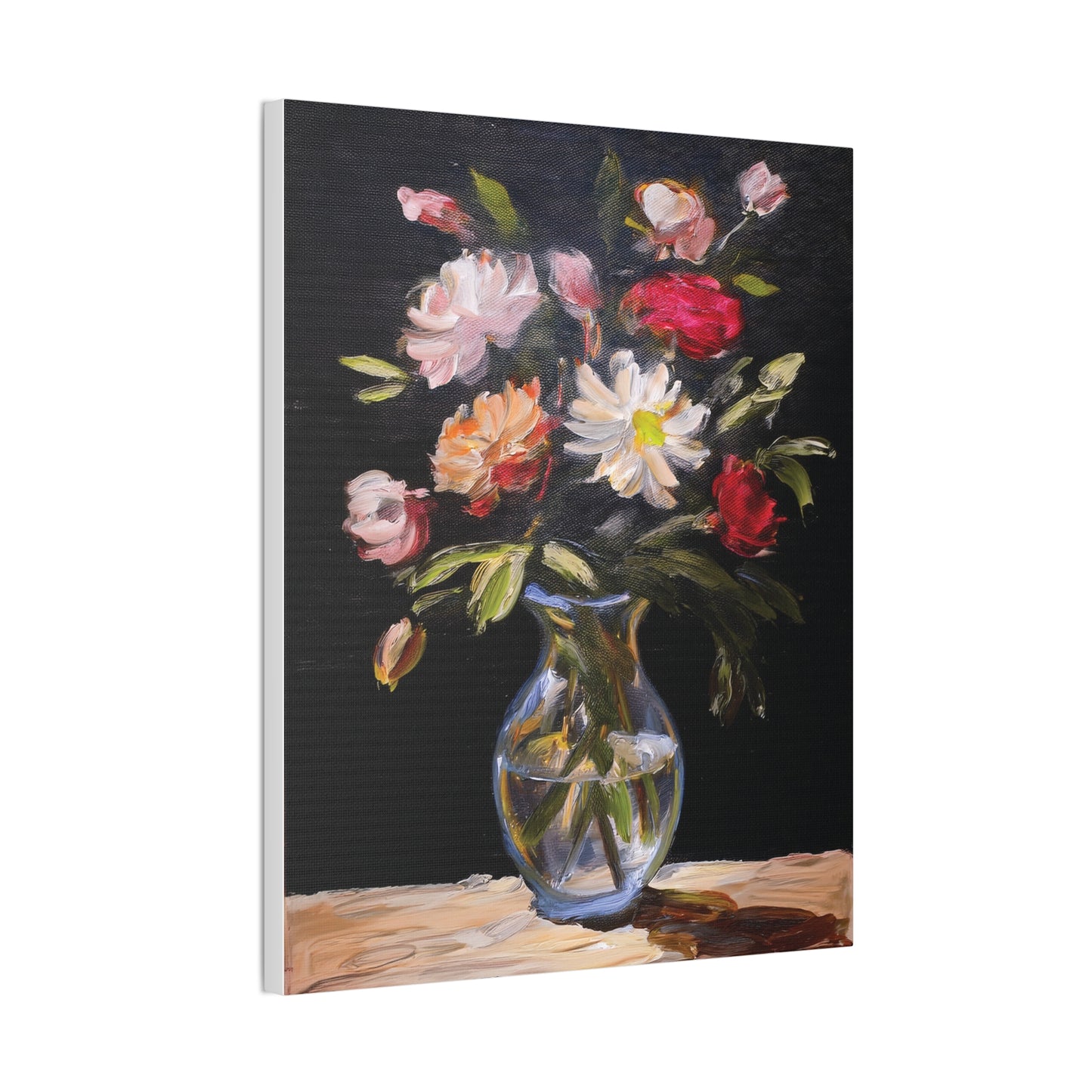 Floral Canvas Wall Art, Elegant Home Decor, Vintage Style Painting, Gift for Her, Living Room Decoration, Anniversary Gift