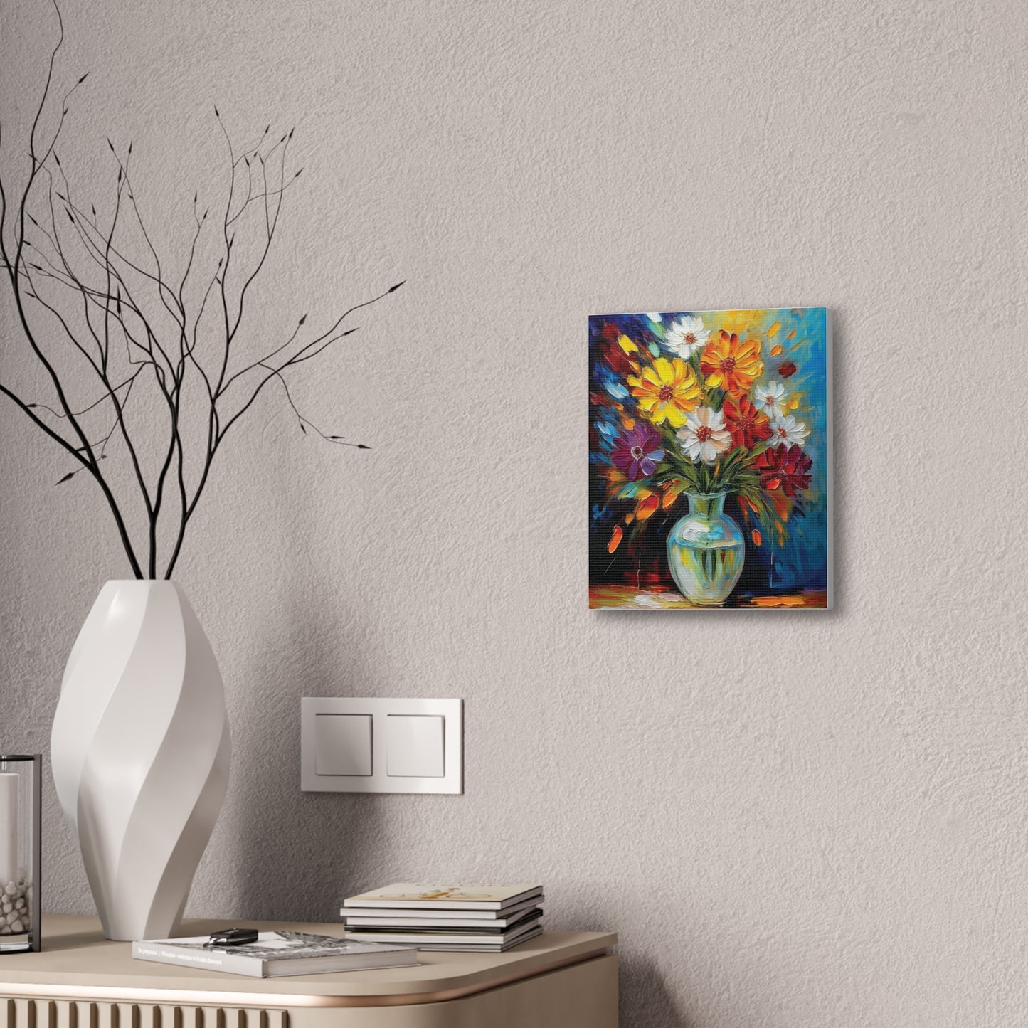 Vibrant Floral Canvas Art, Colorful Home Decor, Flower Wall Art, Bright Room Accent, Unique Gift, Art for All Occasions