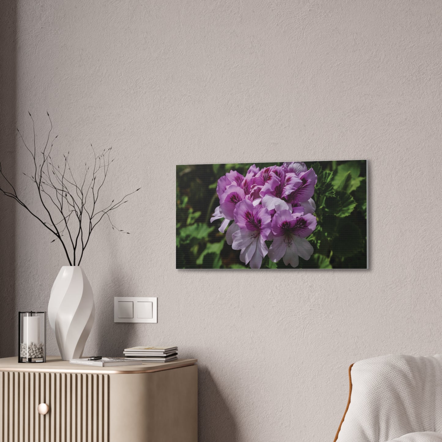 Pink Geranium Floral Canvas Print — Stretched Wall Art