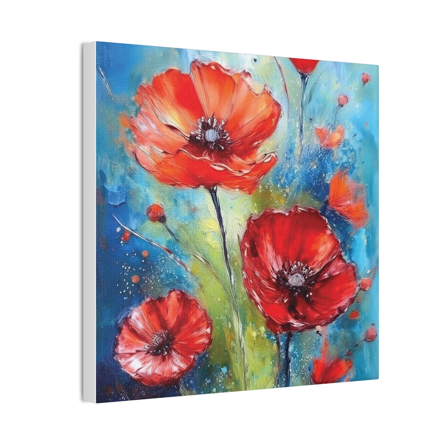 Vibrant Floral Canvas Art Print, Colorful Flower Wall Decor, Home Decor, Gift for Nature Lovers, Poppy Artwork, Vibrant Wall Art