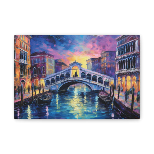 Vibrant Venice Canvas Art, Colorful Bridge Painting, Home Decor, Wall Art, Art for Living Room, Italian Landscape Print