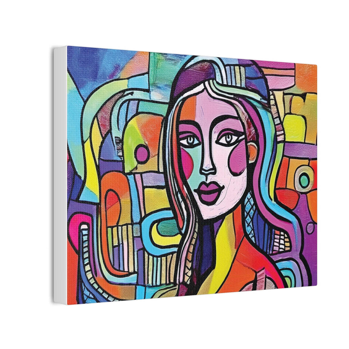 Colorful Canvas Art Print, Abstract Portrait Decor, Wall Art for Home, Colorful Wall Hanging, Gift for Art Lovers