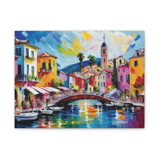 Vibrant Canvas Art, Colorful Wall Decor, Modern Artwork for Home, Italian Landscape Painting, Gift for Art Lovers
