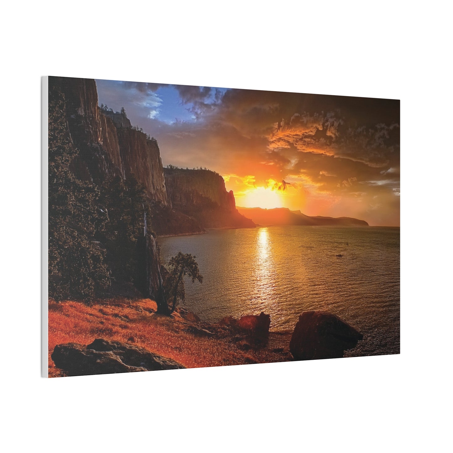 Sunset Canvas Print, Nature Wall Art, Scenic Home Décor, Gift for Nature Lovers, Coastal Landscape Decoration
