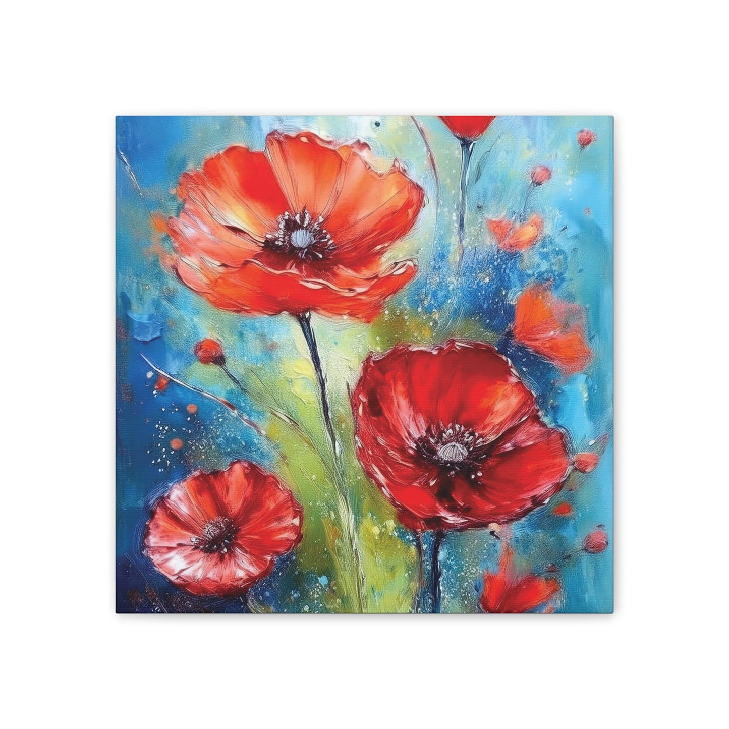 Vibrant Floral Canvas Art Print, Colorful Flower Wall Decor, Home Decor, Gift for Nature Lovers, Poppy Artwork, Vibrant Wall Art