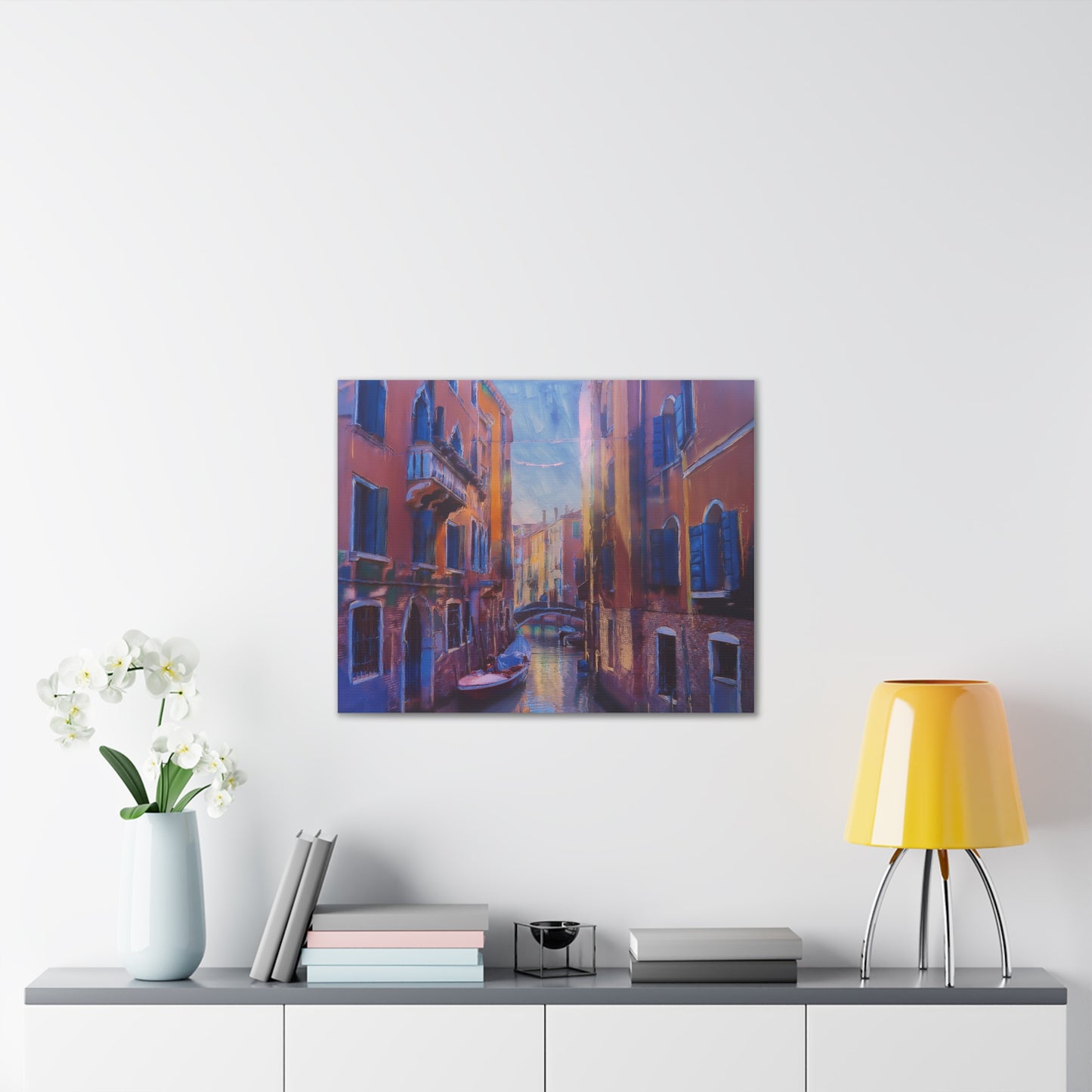 Venetian Canal Art Print, Canvas Wall Decor, Home Gallery Art, Gift for Art Lovers, Living Room Wall Art, Colorful Italian Landscape