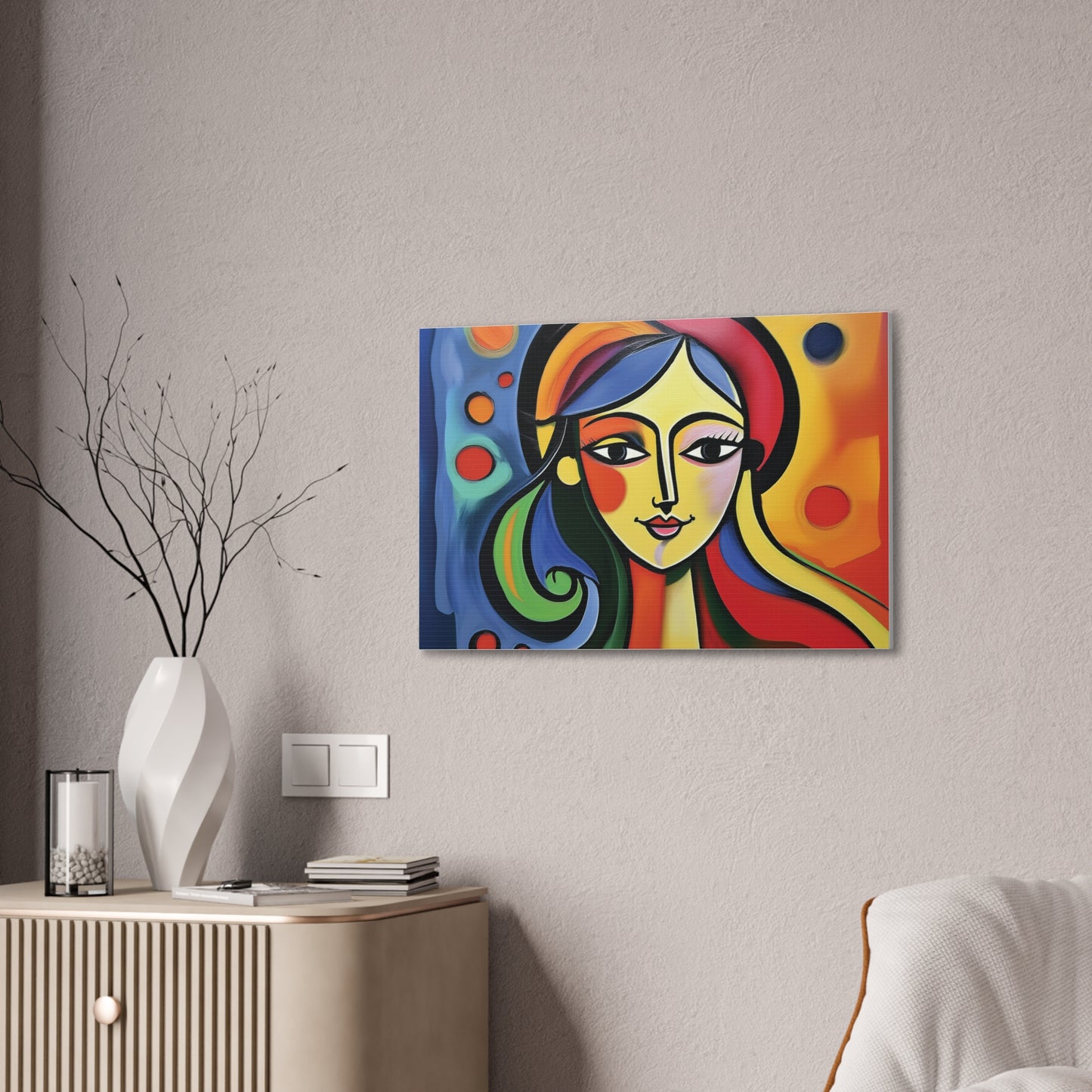Vibrant Canvas Wall Art, Colorful Abstract Portrait, Modern Home Decor, Unique Gift for Art Lovers, Gallery Wall