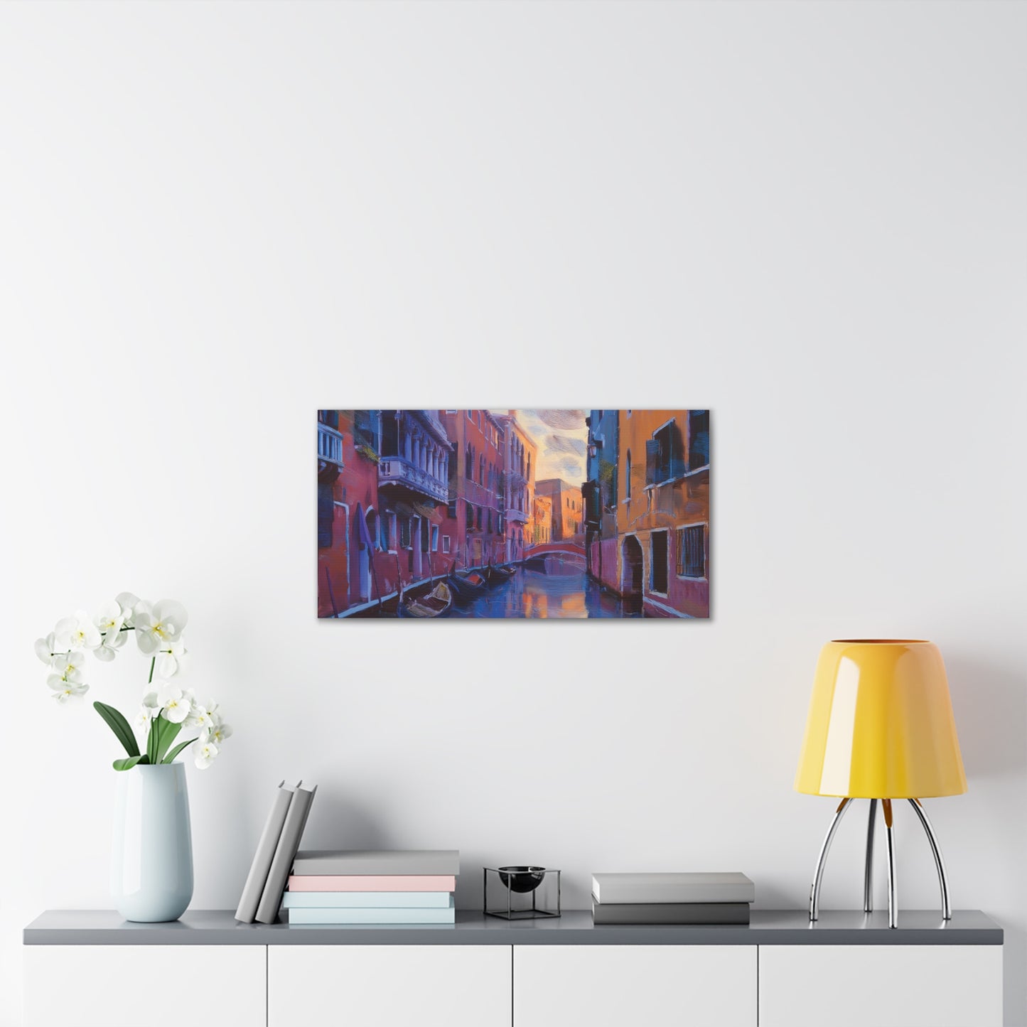 Vibrant Canvas Wall Art, Stretched Art Print, Home Decor, Venetian Landscape, Colorful Artwork, Gift for Art Lovers