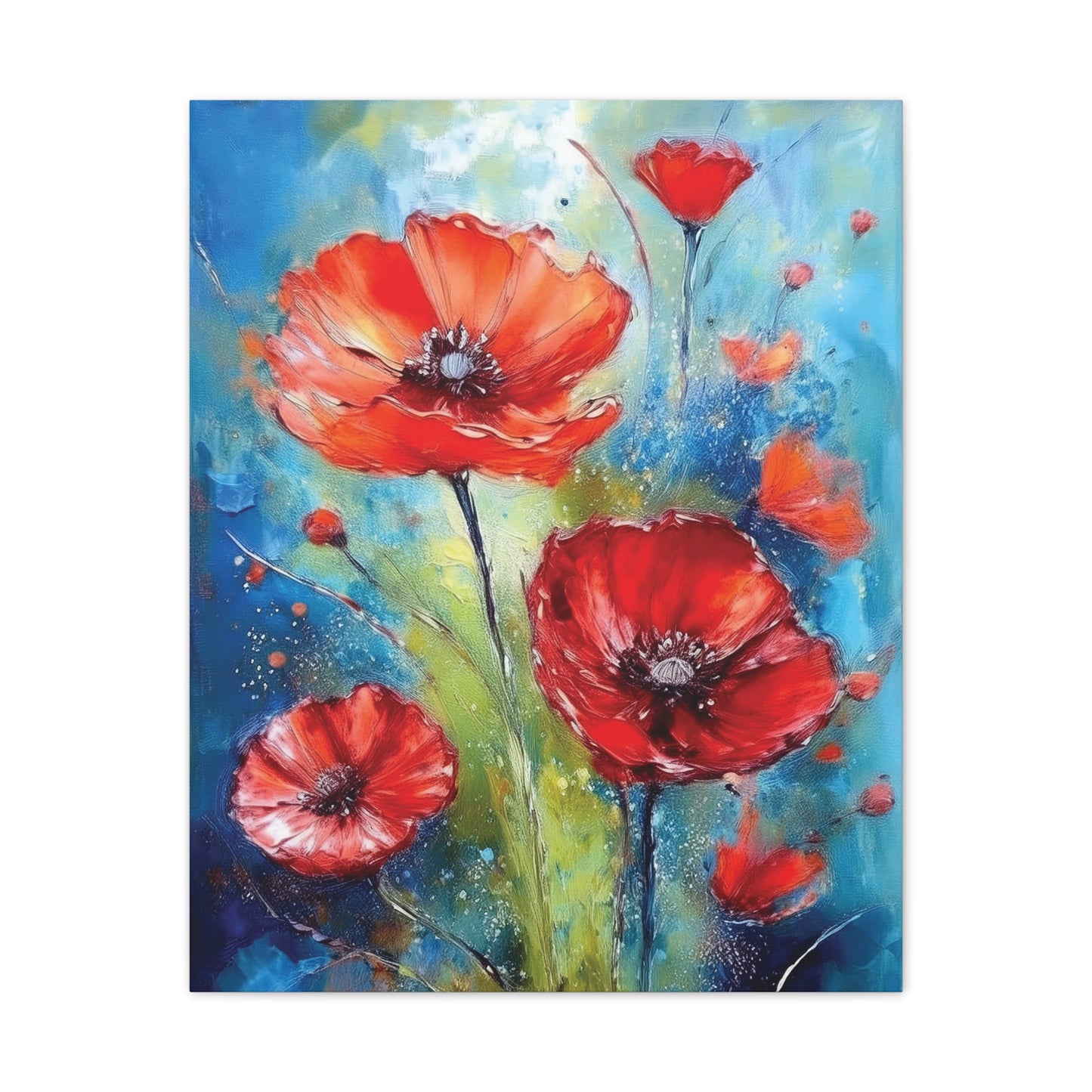 Vibrant Floral Canvas Art Print, Colorful Flower Wall Decor, Home Decor, Gift for Nature Lovers, Poppy Artwork, Vibrant Wall Art