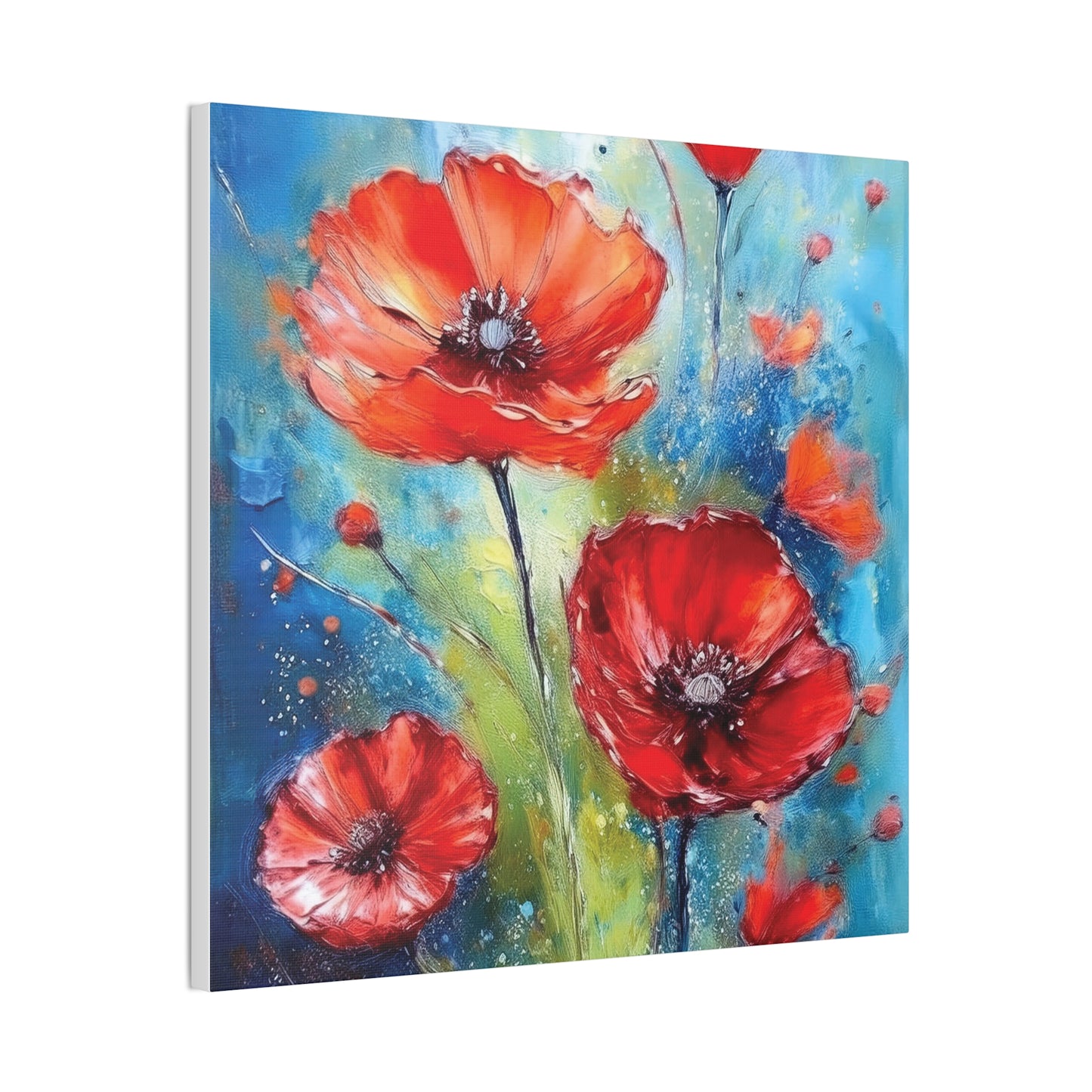 Vibrant Floral Canvas Art Print, Colorful Flower Wall Decor, Home Decor, Gift for Nature Lovers, Poppy Artwork, Vibrant Wall Art