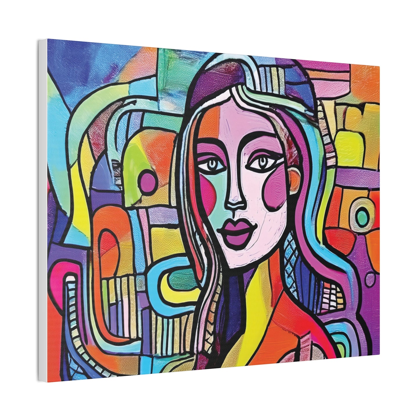 Colorful Canvas Art Print, Abstract Portrait Decor, Wall Art for Home, Colorful Wall Hanging, Gift for Art Lovers