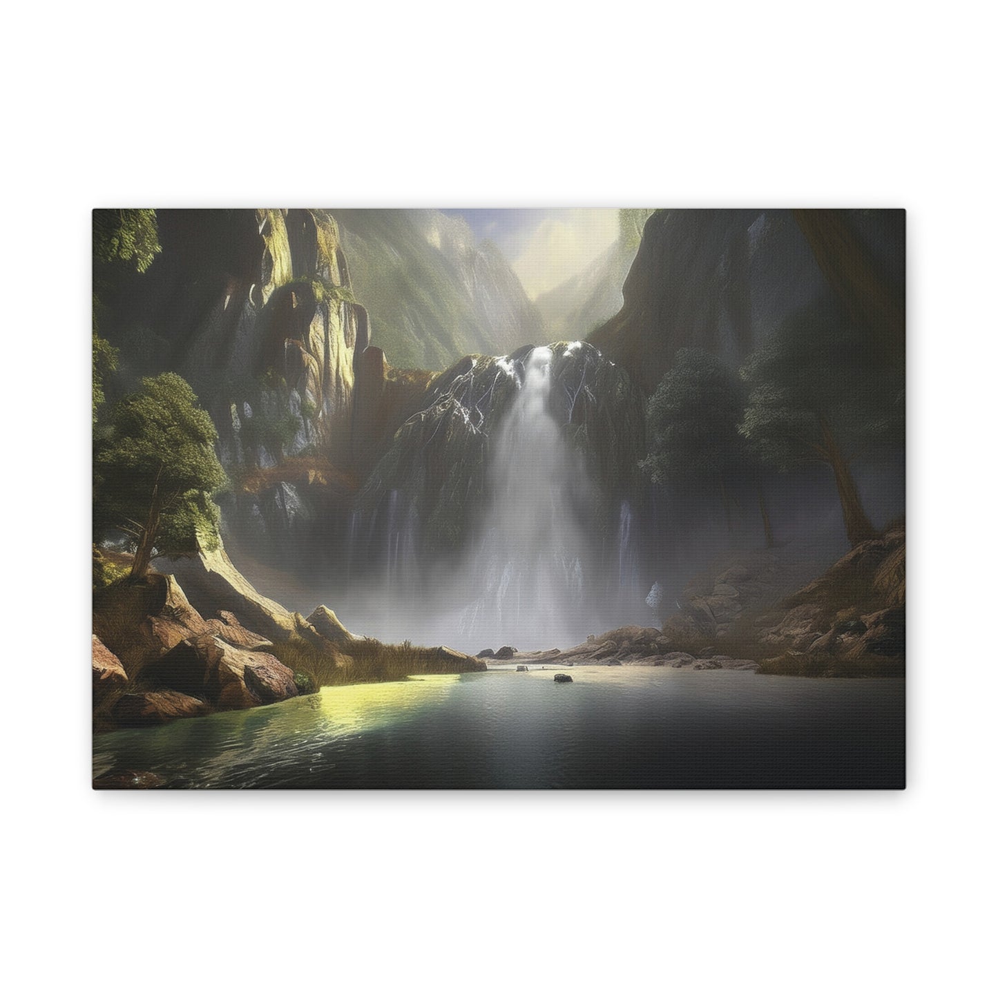 Serene Waterfall Canvas Print, Nature Wall Art, Home Décor, Gift for Nature Lovers, Living Room Artwork, Modern Landscape