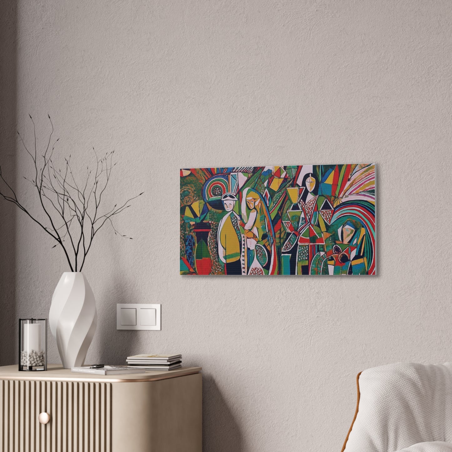 Canvas Print - Colorful Abstract Couple and Lady Standing Away