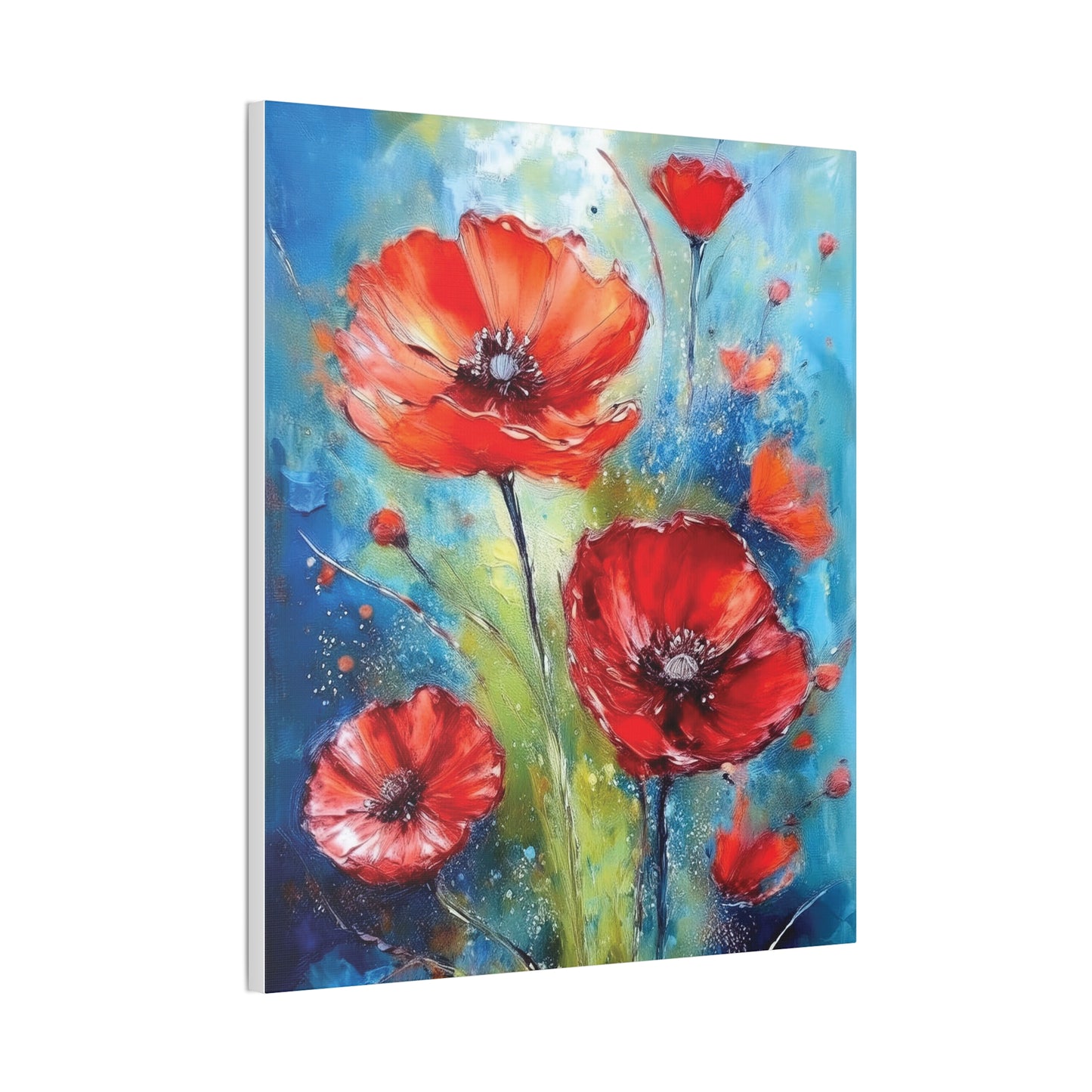 Vibrant Floral Canvas Art Print, Colorful Flower Wall Decor, Home Decor, Gift for Nature Lovers, Poppy Artwork, Vibrant Wall Art