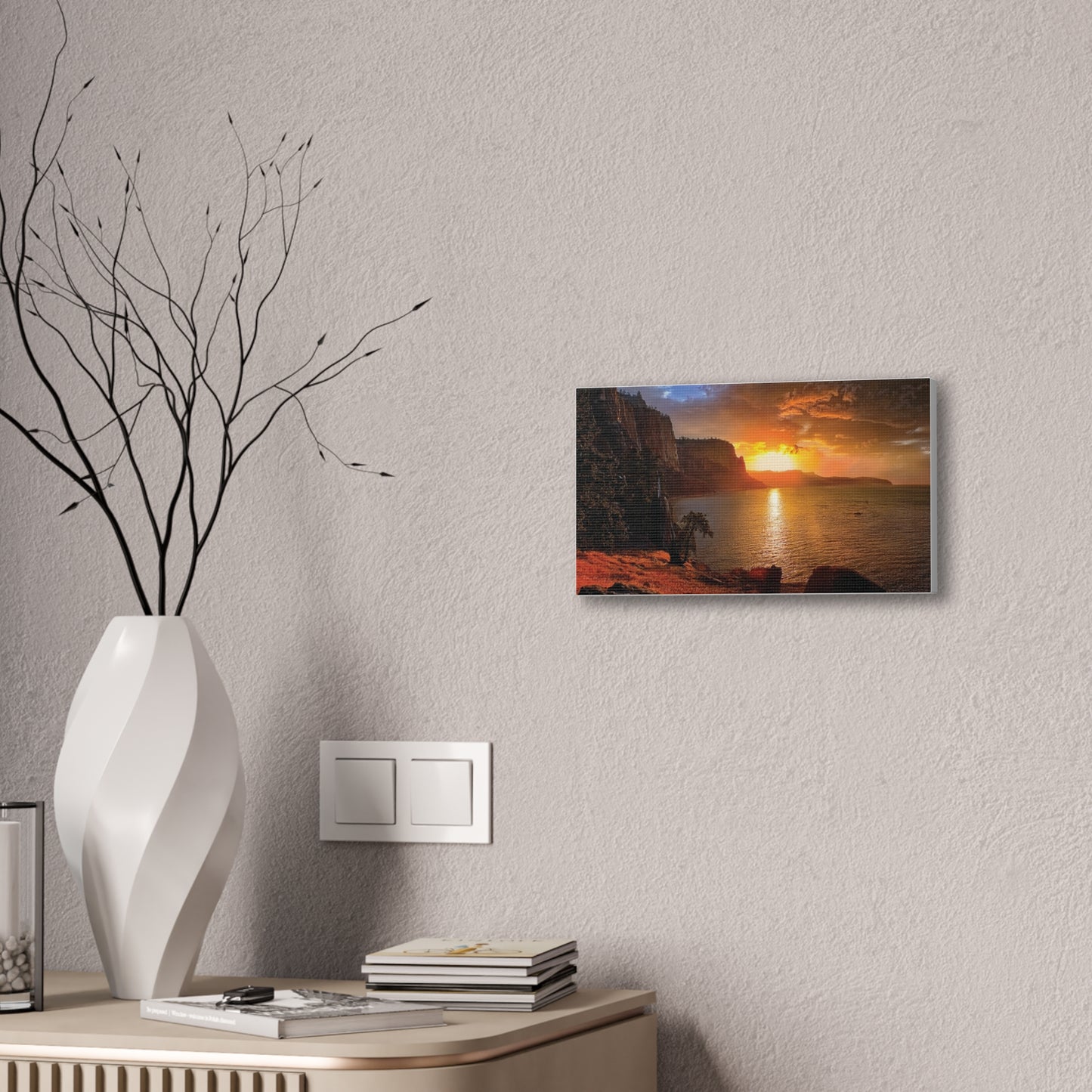 Sunset Canvas Print, Nature Wall Art, Scenic Home Décor, Gift for Nature Lovers, Coastal Landscape Decoration