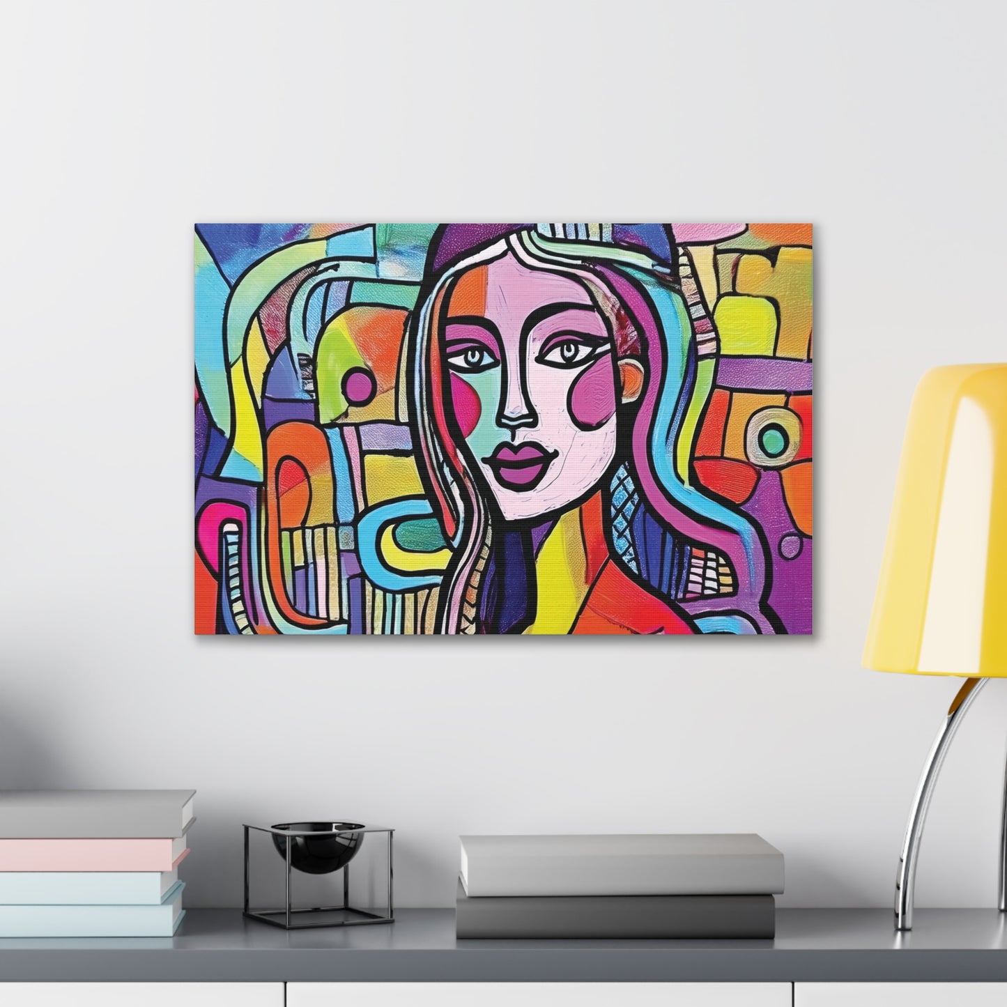 Colorful Canvas Art Print, Abstract Portrait Decor, Wall Art for Home, Colorful Wall Hanging, Gift for Art Lovers
