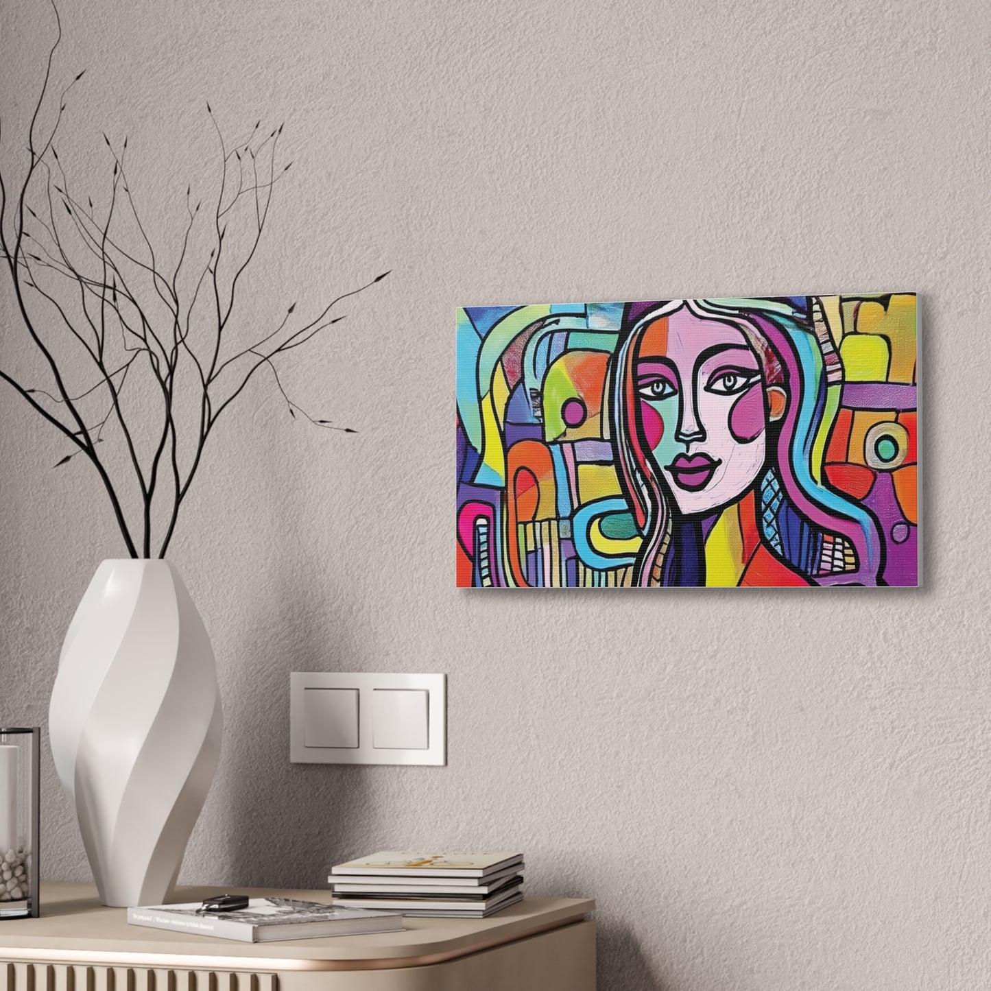Colorful Canvas Art Print, Abstract Portrait Decor, Wall Art for Home, Colorful Wall Hanging, Gift for Art Lovers