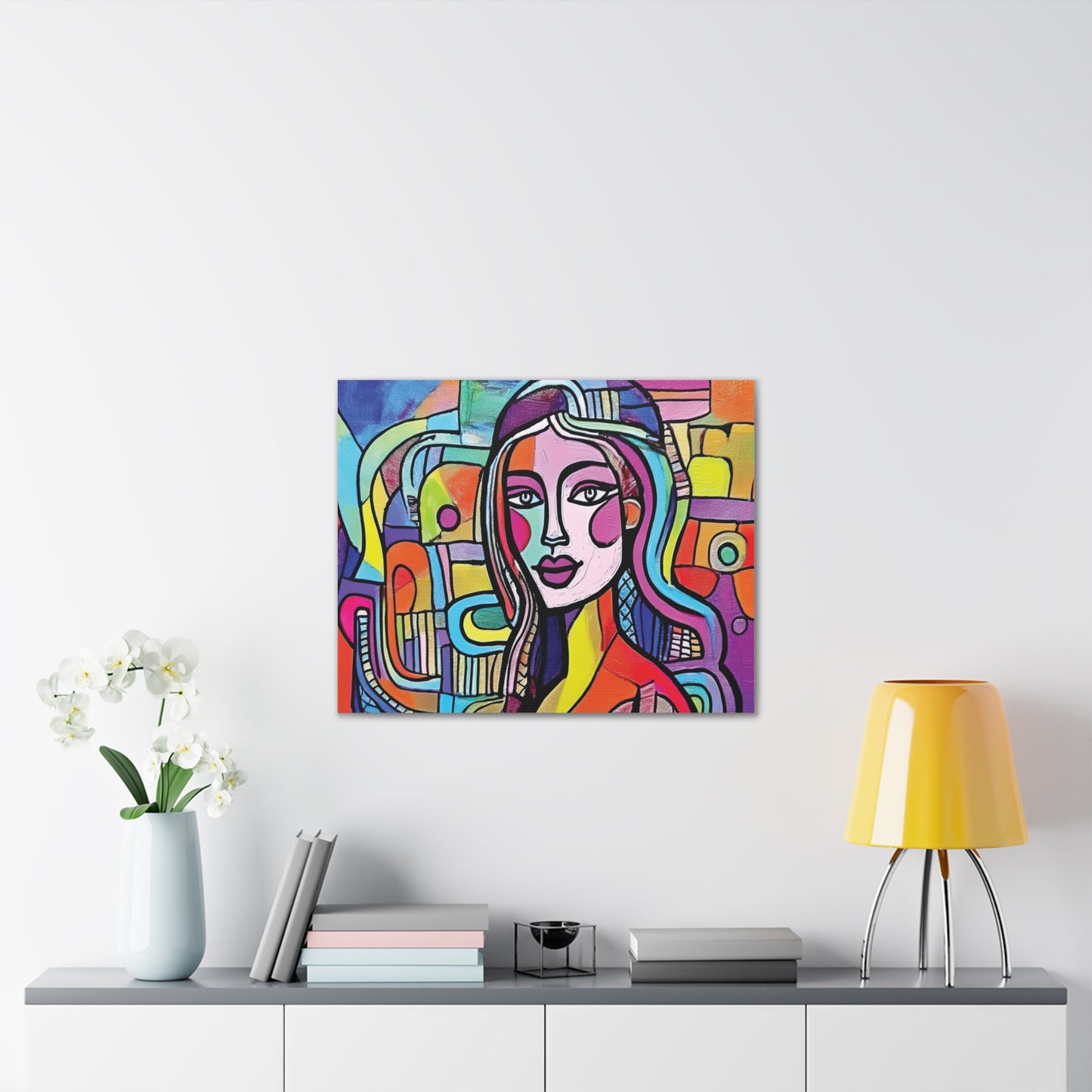 Colorful Canvas Art Print, Abstract Portrait Decor, Wall Art for Home, Colorful Wall Hanging, Gift for Art Lovers
