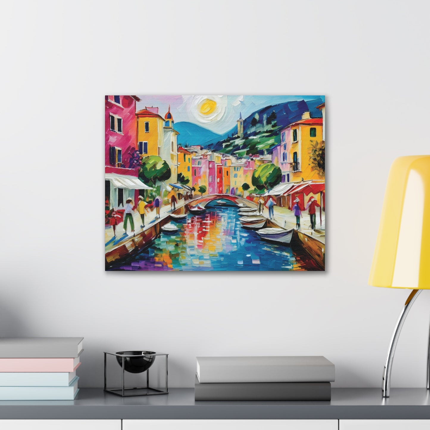 Vibrant Canvas Art Print, Colorful Wall Decor, Living Room Artwork, Mediterranean Scene, Gallery Wall Collection