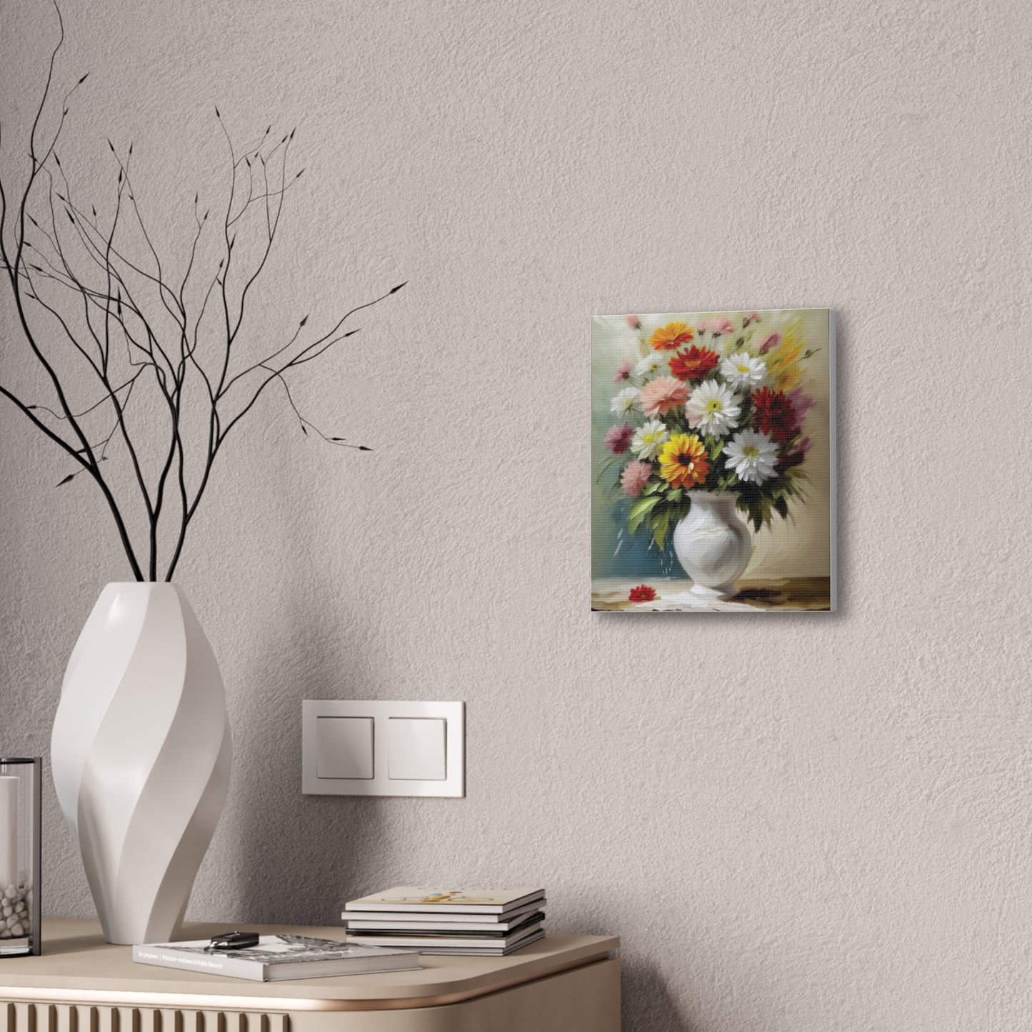 Floral Canvas Art Print, Colorful Flower Wall Decor, Home and Office Decoration, Gift for Flower Lovers or Art Collectors