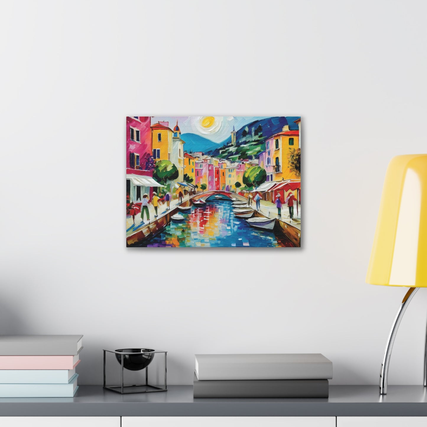 Vibrant Canvas Art Print, Colorful Wall Decor, Living Room Artwork, Mediterranean Scene, Gallery Wall Collection
