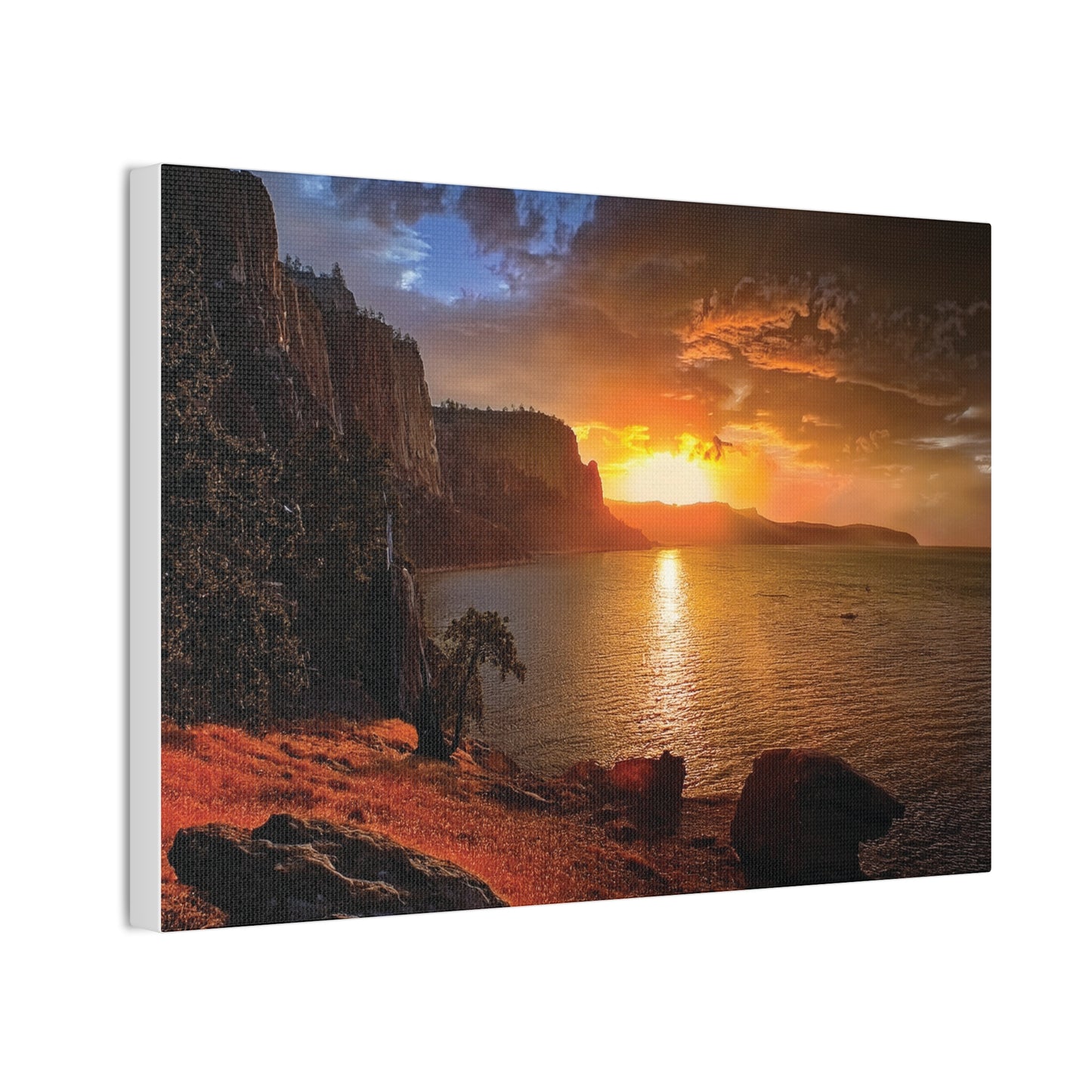 Sunset Canvas Print, Nature Wall Art, Scenic Home Décor, Gift for Nature Lovers, Coastal Landscape Decoration